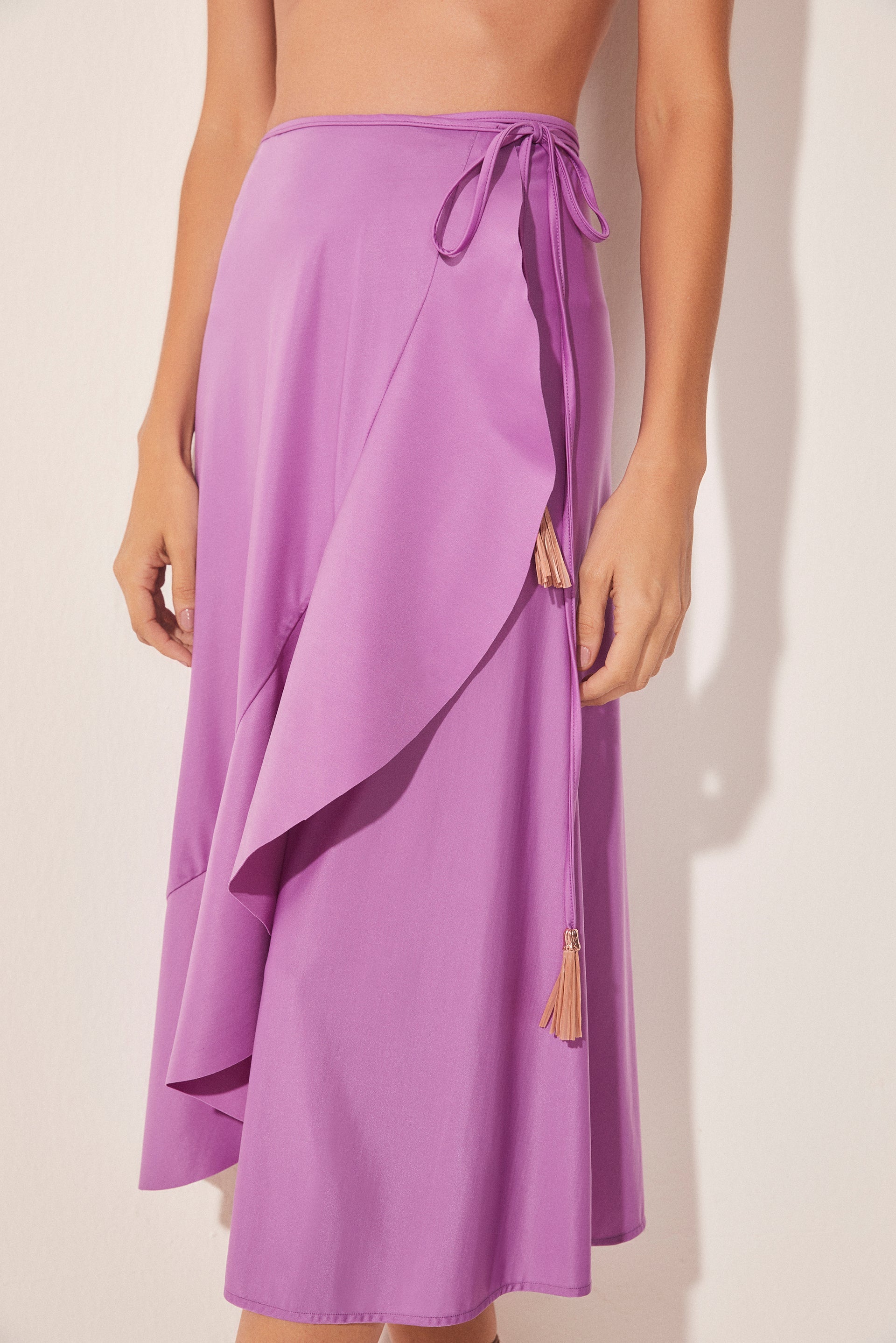 Agua De Coco Lotus Ruffled Midi Skirt E4883A1690