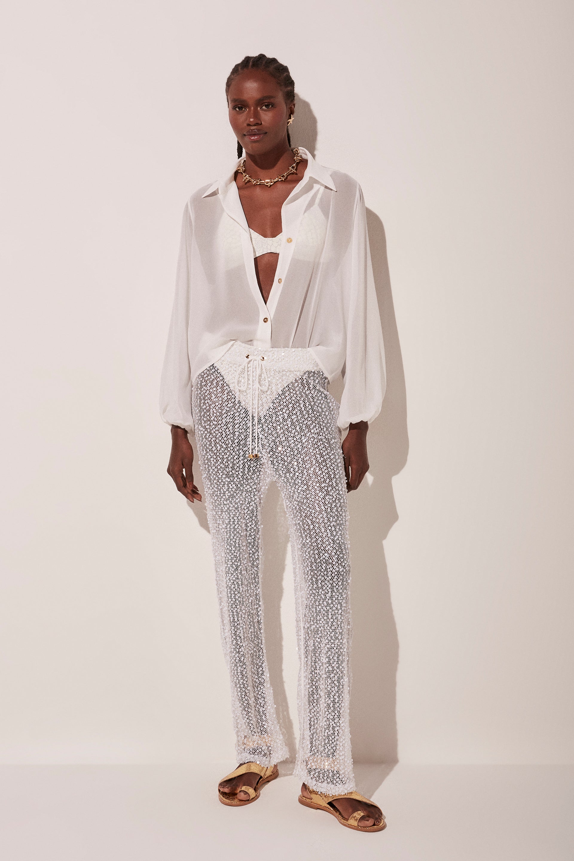 Agua De Coco Silver Rain Palazzo Pants E4890A1759