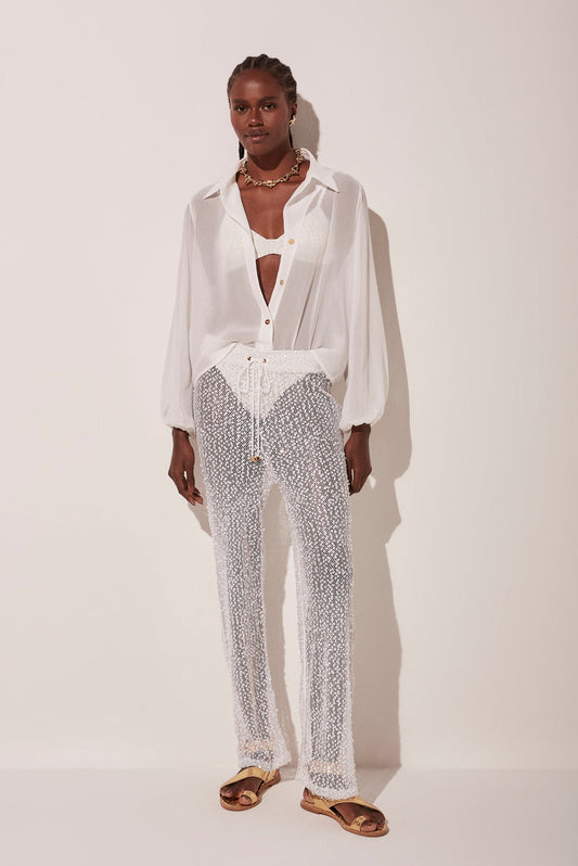 Agua De Coco Silver Rain Palazzo Pants E4890A1759