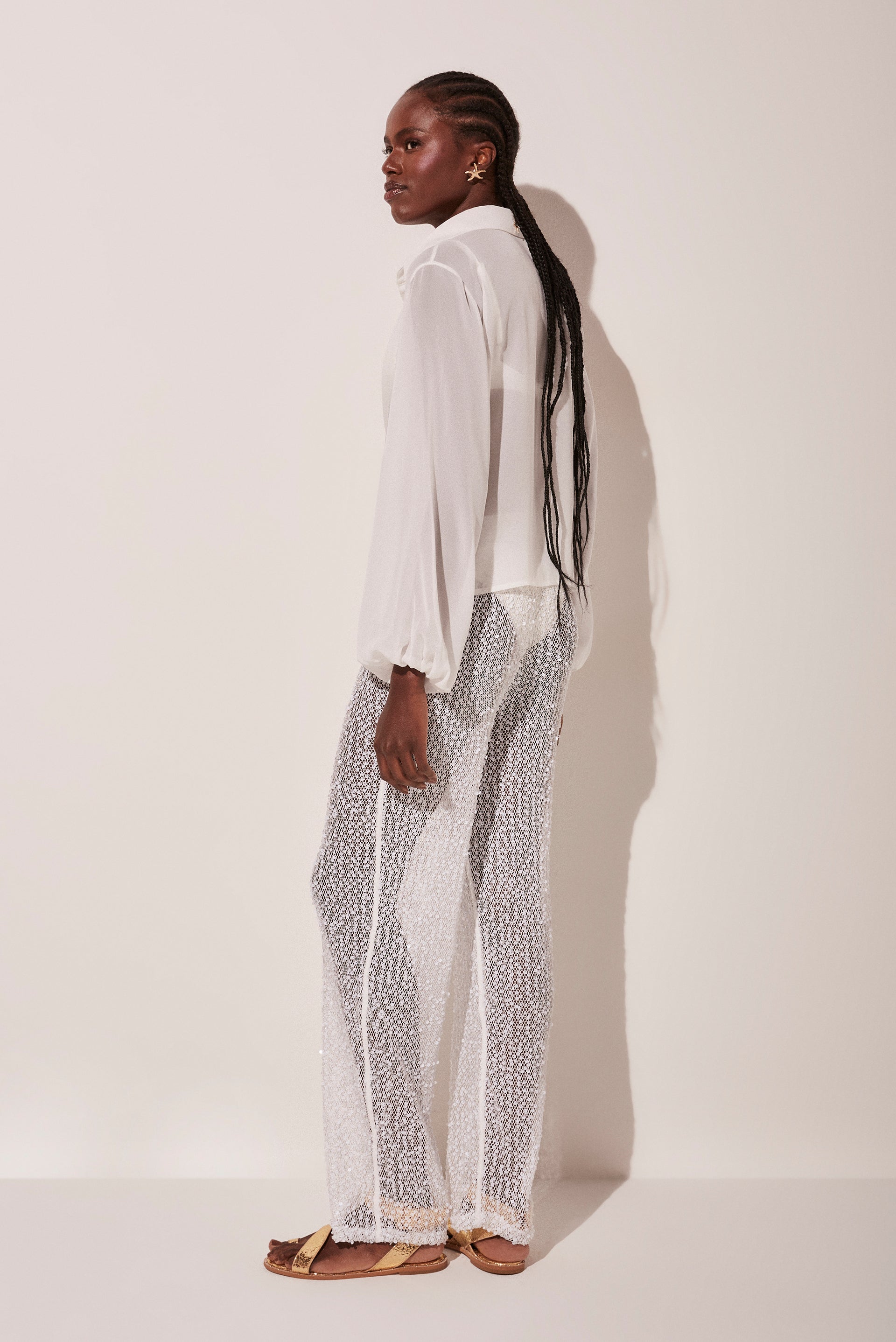 Agua De Coco Silver Rain Palazzo Pants E4890A1759
