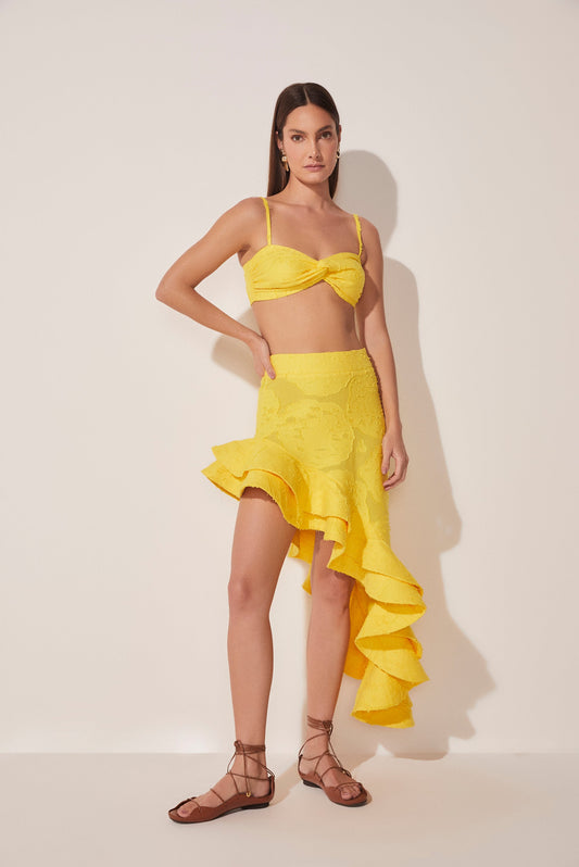 Agua De Coco Jacquard Carnation Strappy Cropped Top E4895A1738