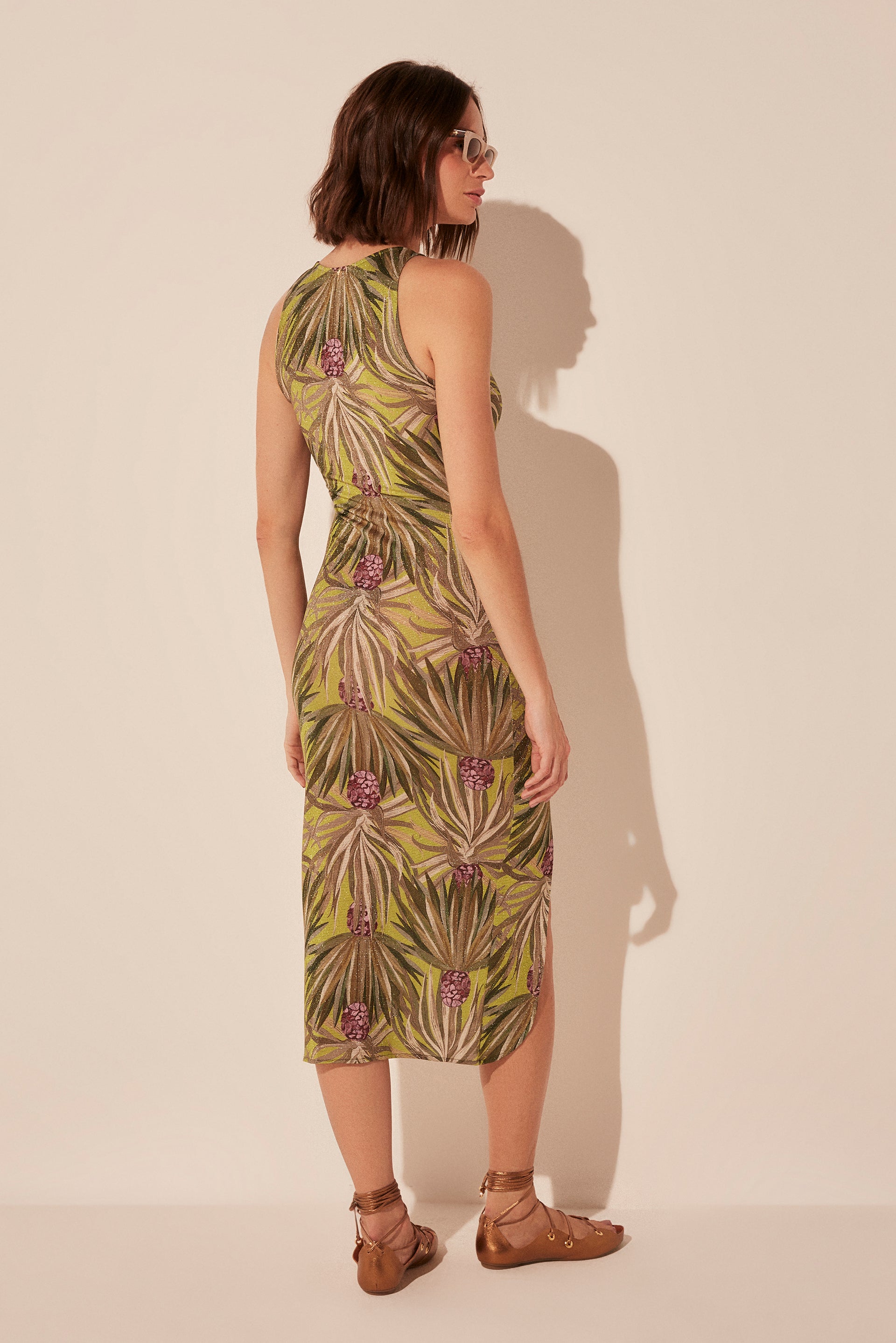 Agua De Coco Vases Ruched Strappy Midi Dress E4913A1906