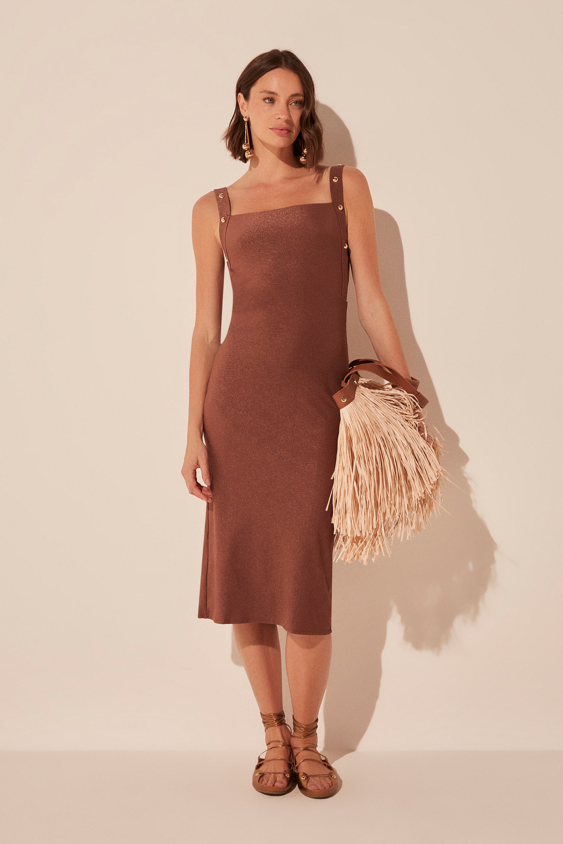 Agua De Coco Seeds Detailed Halter Top Midi Dress E4929A1869