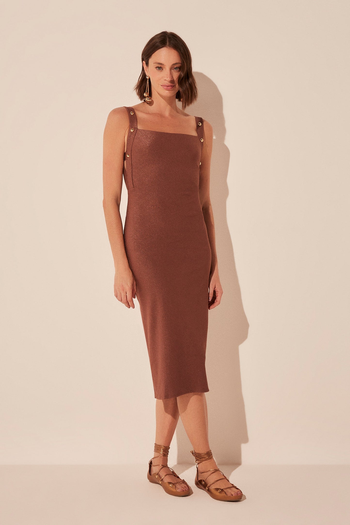 Agua De Coco Seeds Detailed Halter Top Midi Dress E4929A1869