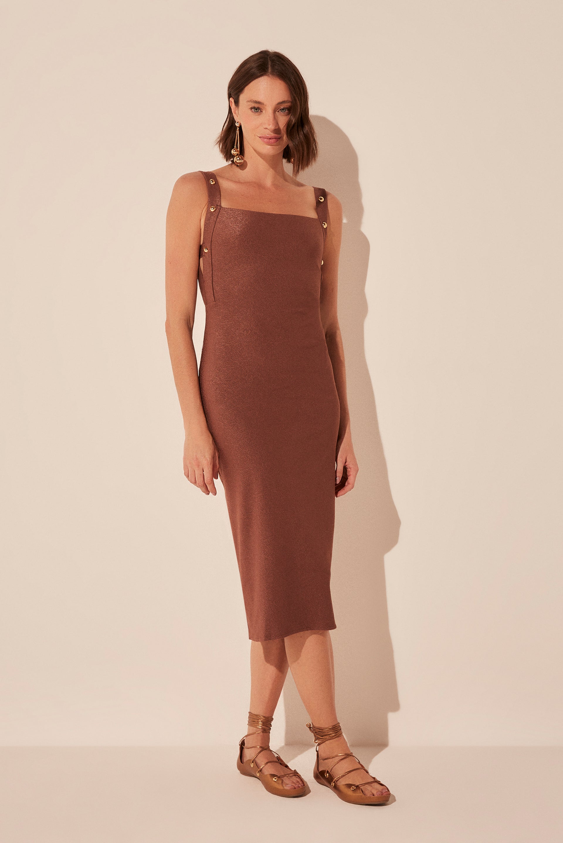 Agua De Coco Seeds Detailed Halter Top Midi Dress E4929A1869