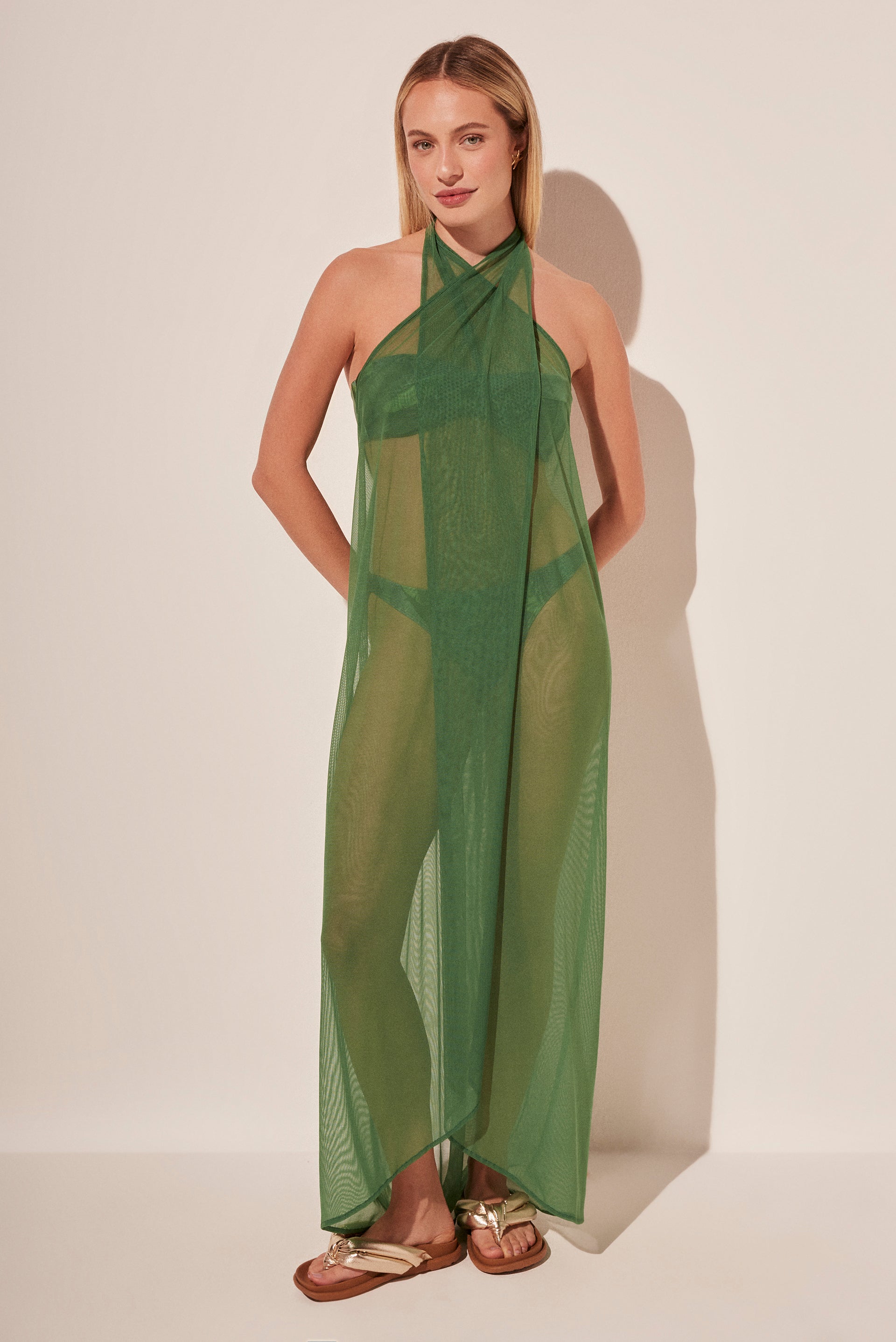 Agua De Coco Sea Halter Top Criss Crossed Midi Dress E4931A1755