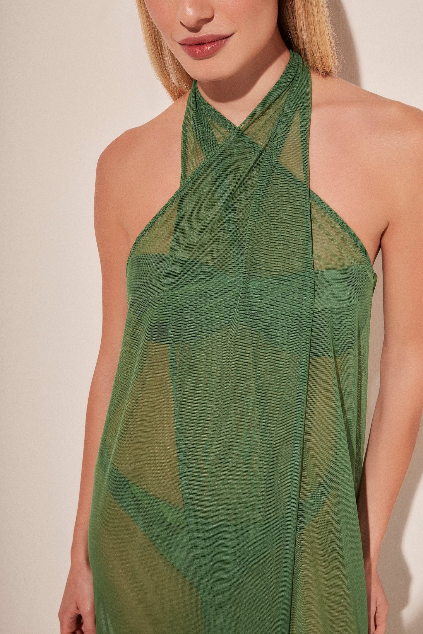 Agua De Coco Sea Halter Top Criss Crossed Midi Dress E4931A1755
