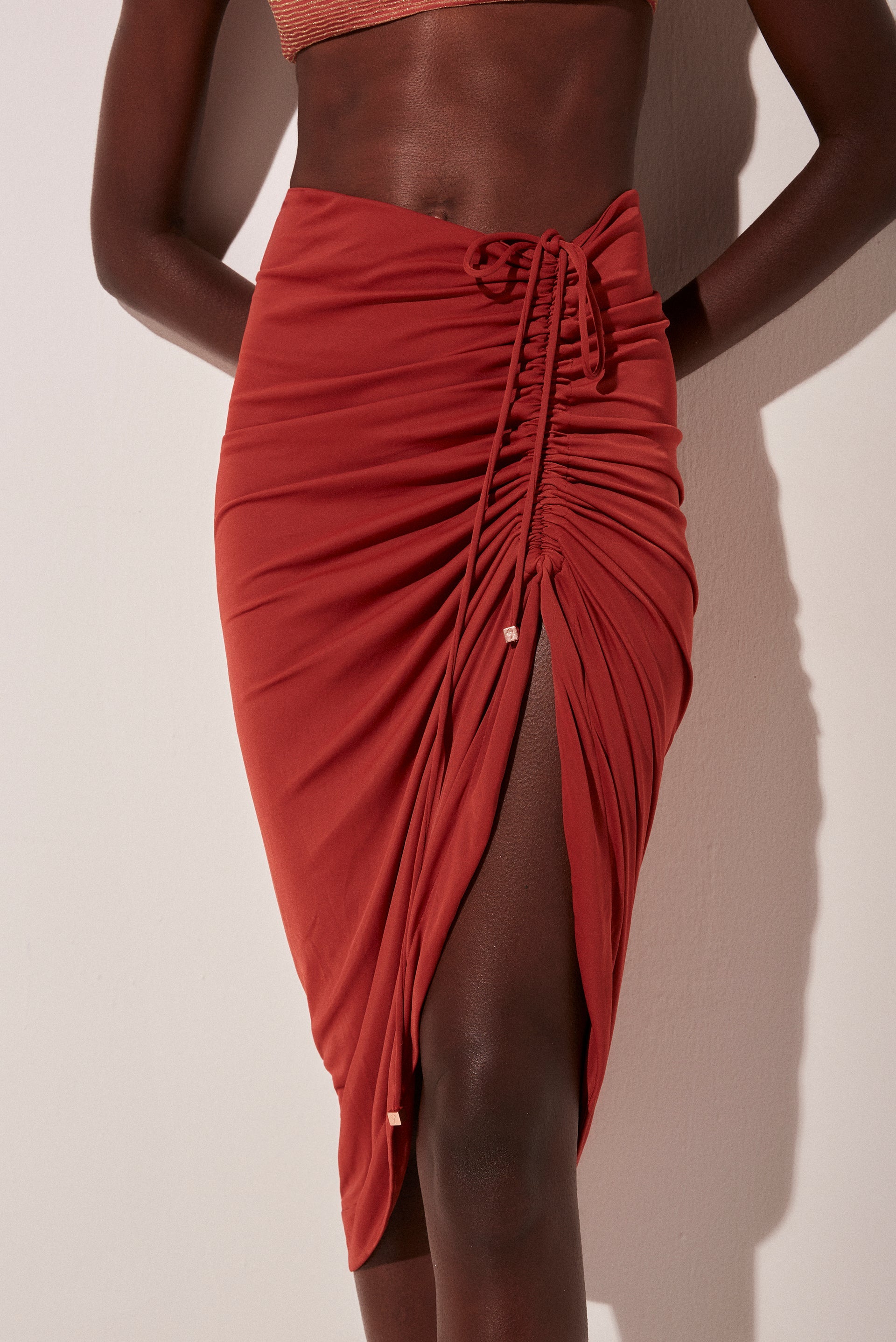 Agua De Coco Jambo Draped Midi Skirt E4977A1773