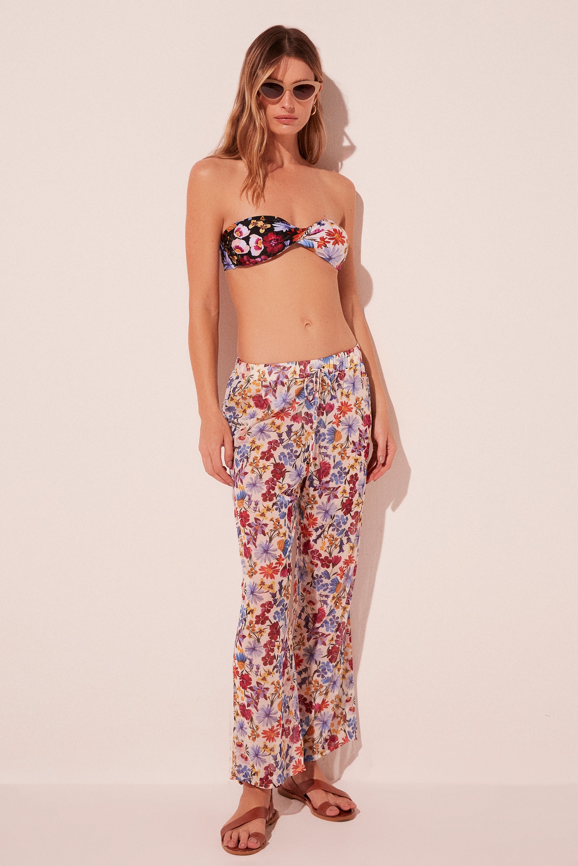 Agua De Coco Floral Garden Low Waist Palazzo Pants E4988A2009
