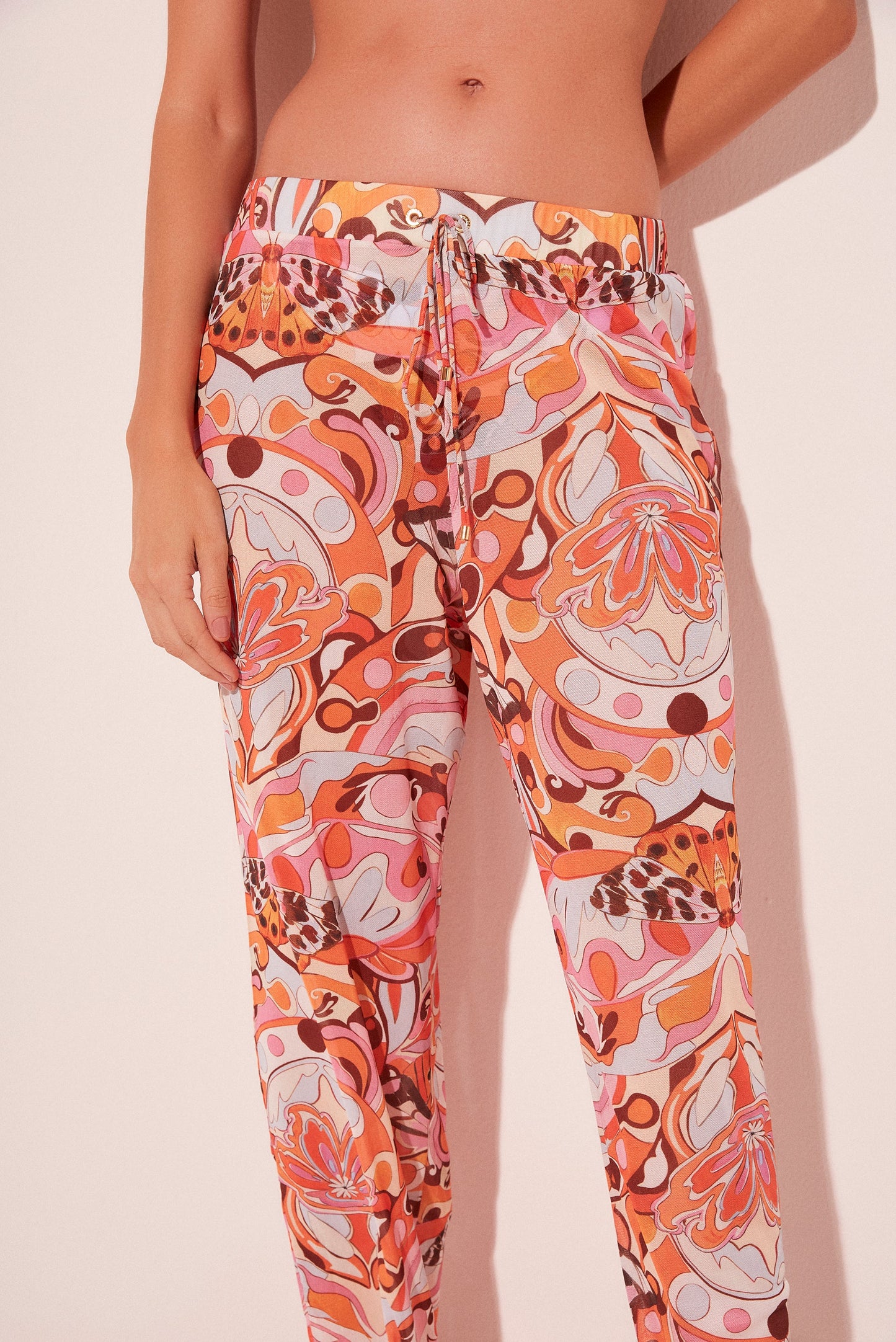 Agua De Coco Abstract Butterflies Low Waist Palazzo Pants E4988A2076