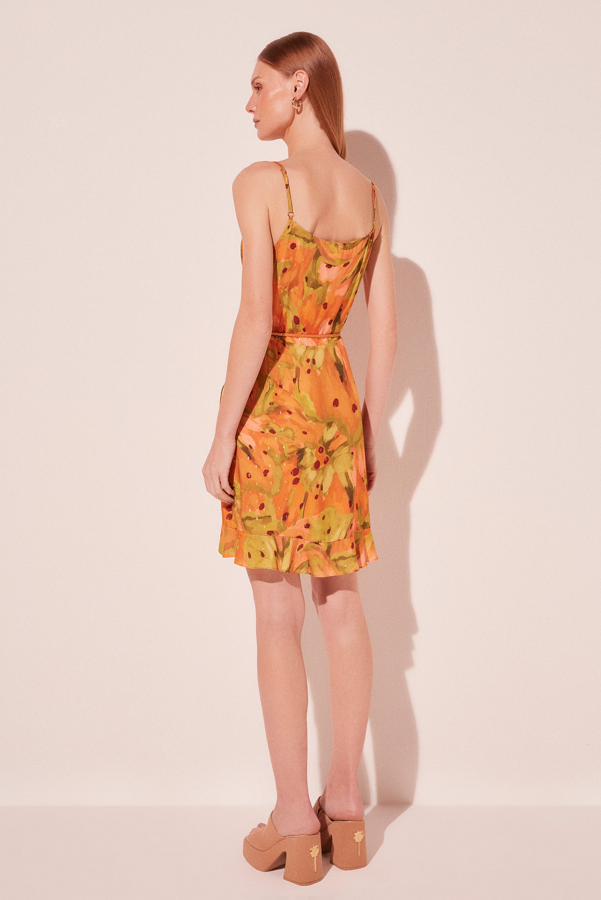 Agua De Coco Brushed Seed Criss Crossed Strappy Short Dress E4991A2065