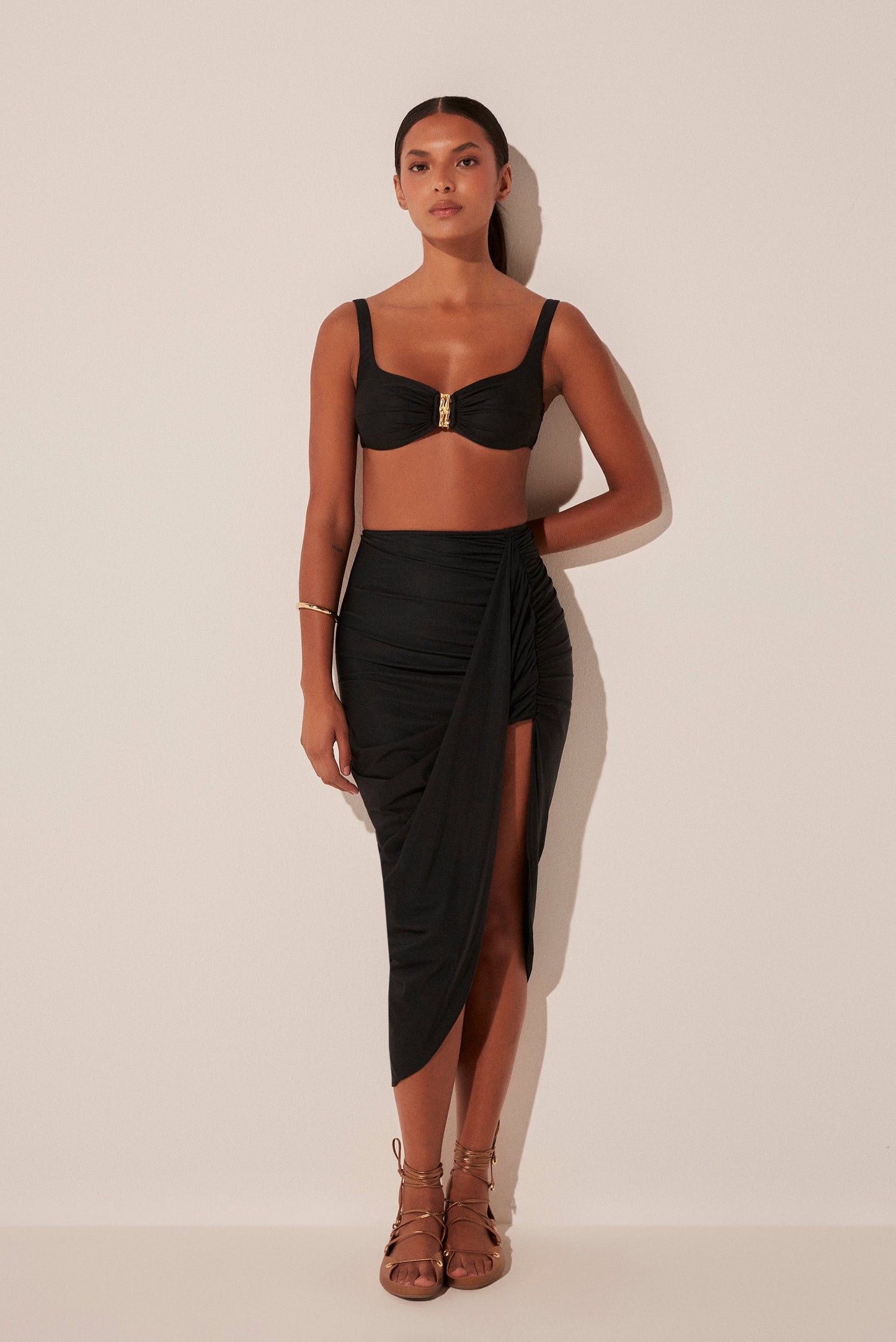 Agua De Coco Bamboo Draped Midi Skirt E5042A1893