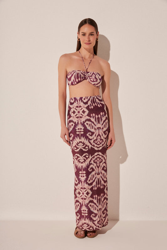 Agua De Coco Ikat Side Slit Long Skirt E5073A1919