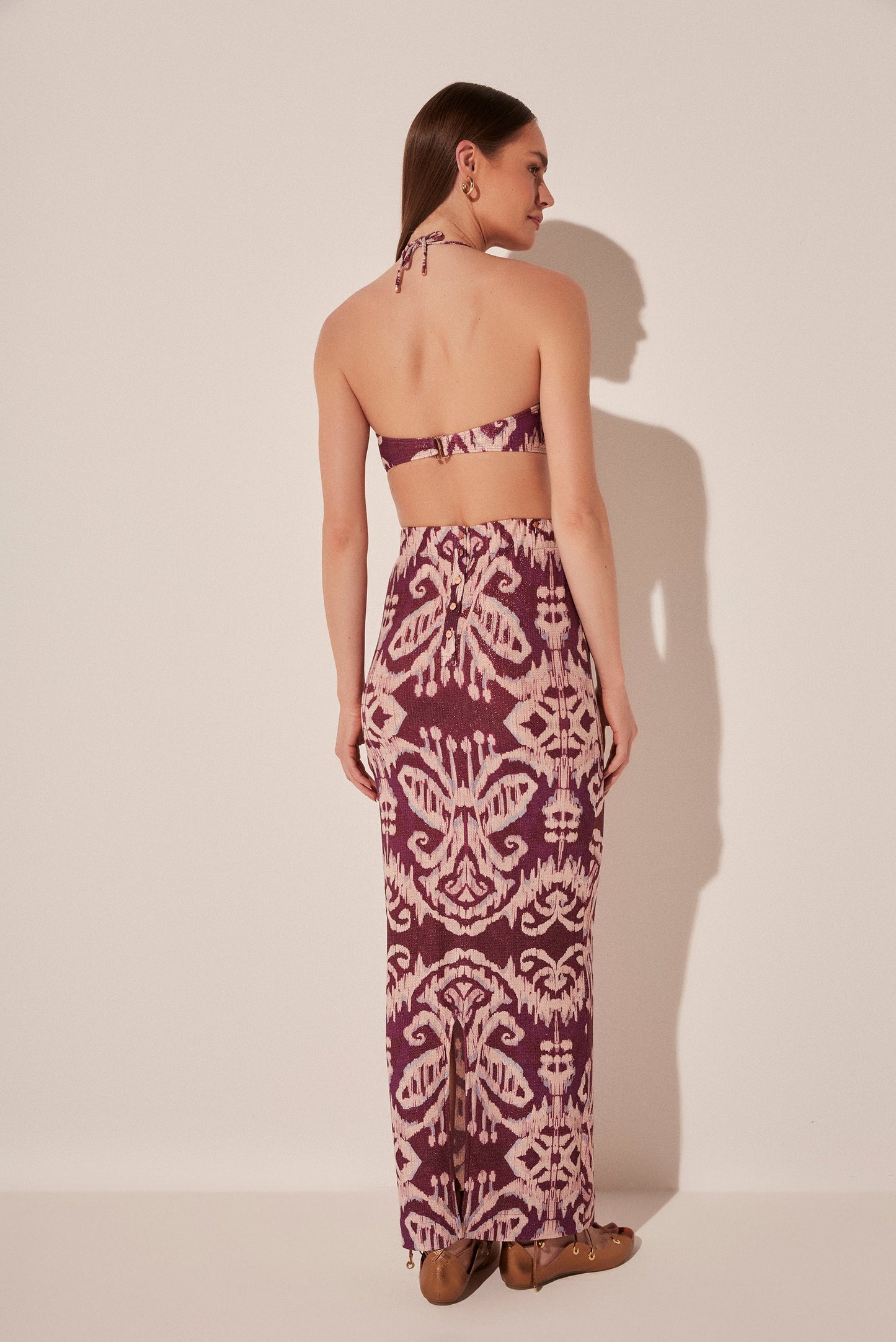 Agua De Coco Ikat Side Slit Long Skirt E5073A1919
