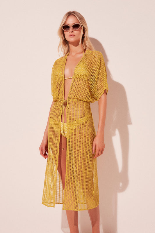 Agua De Coco Sunflower Crochet With Ties Midi Cape E5133A2117