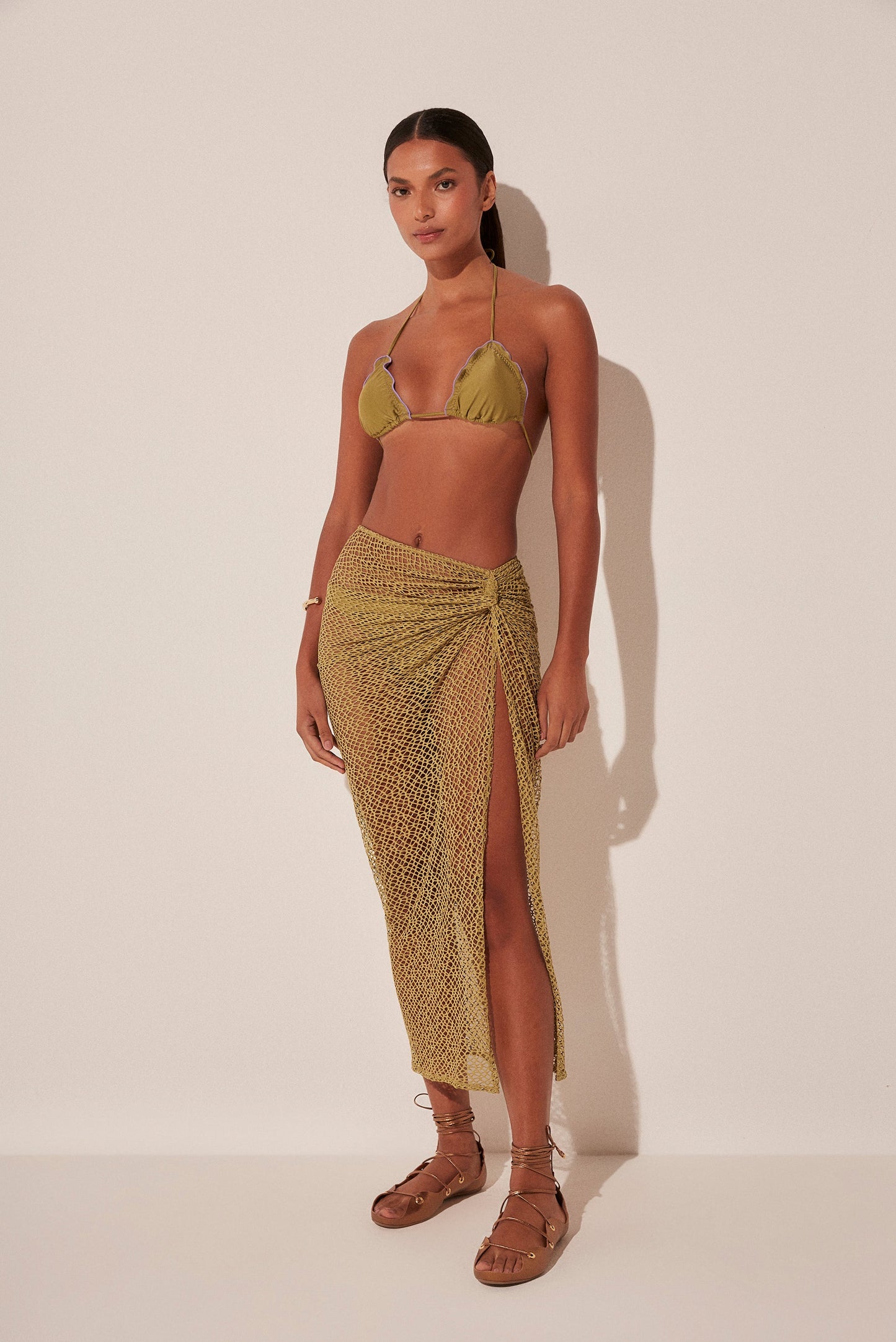 Agua De Coco Cactus Crochet Midi Skirt With Knot E5164A1963