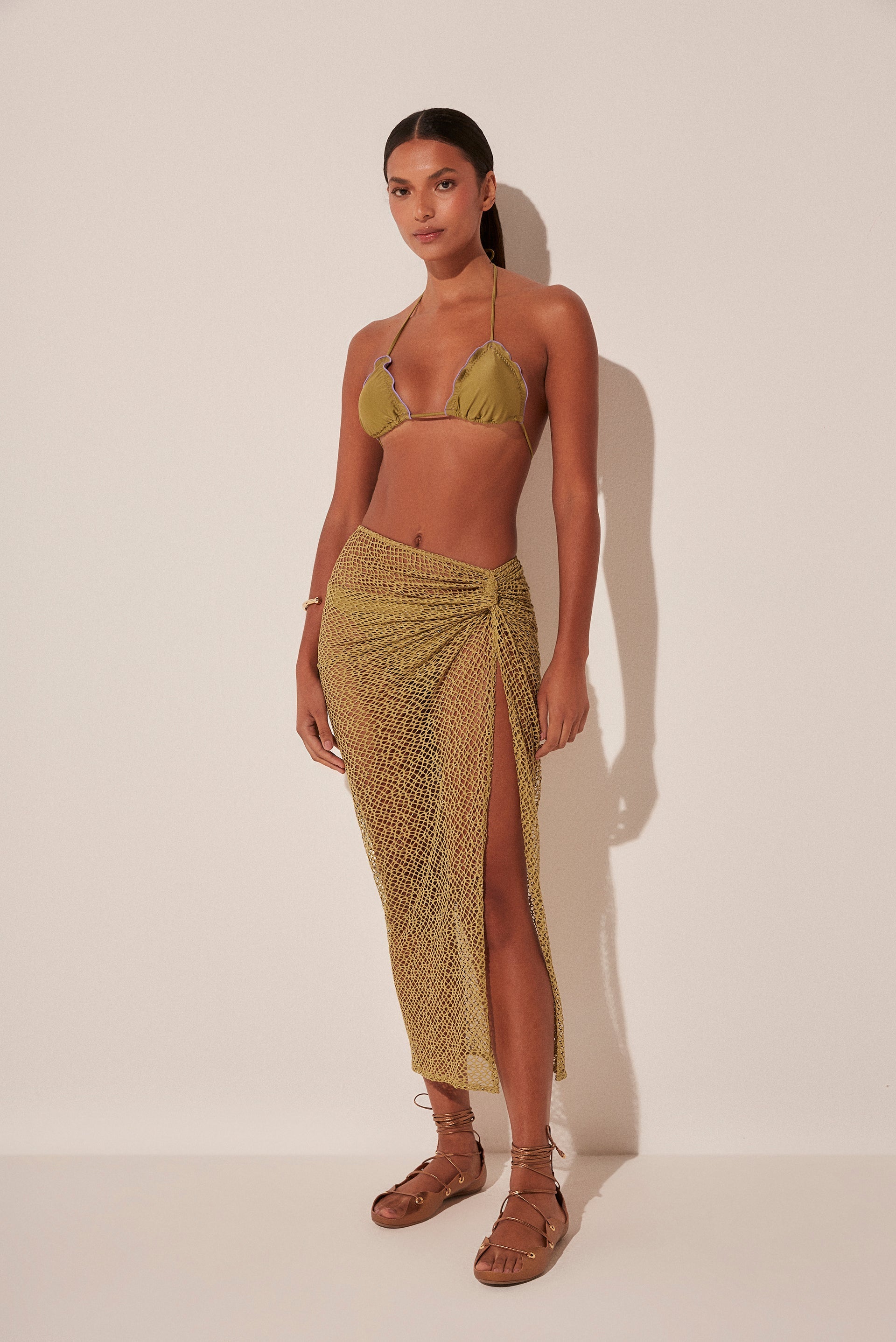 Agua De Coco Cactus Crochet Midi Skirt With Knot E5164A1963