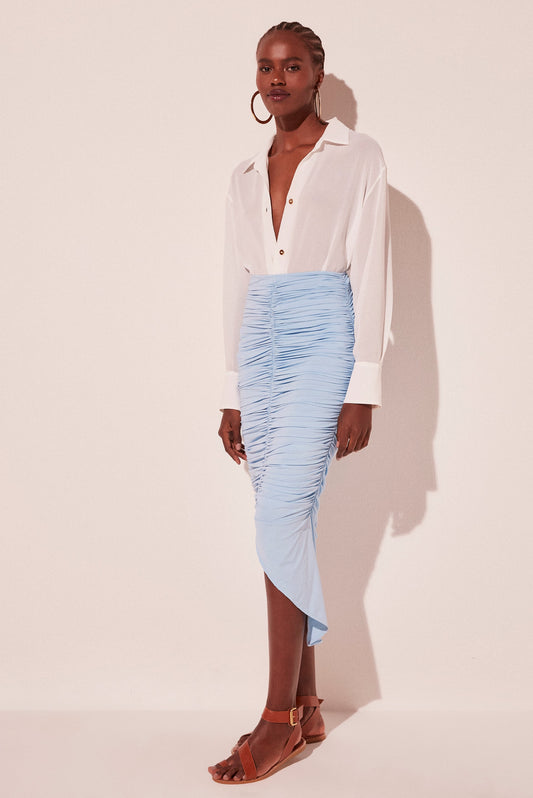 Agua De Coco Blue Quartz Draped Long Skirt E5174A2056