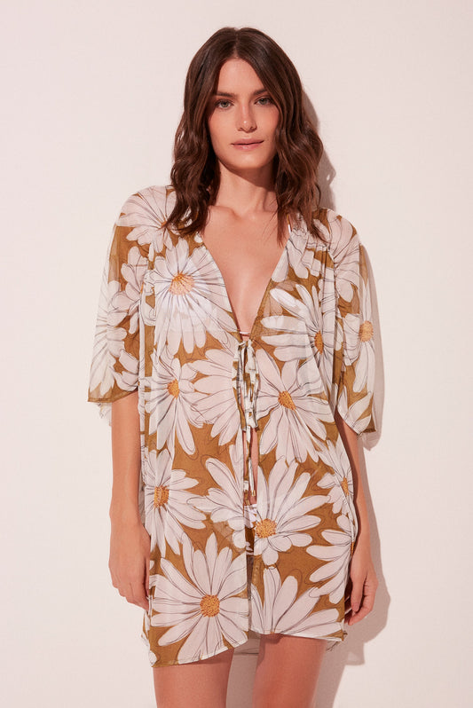 Agua De Coco Daisies Oversized Short Cape E5190A1972
