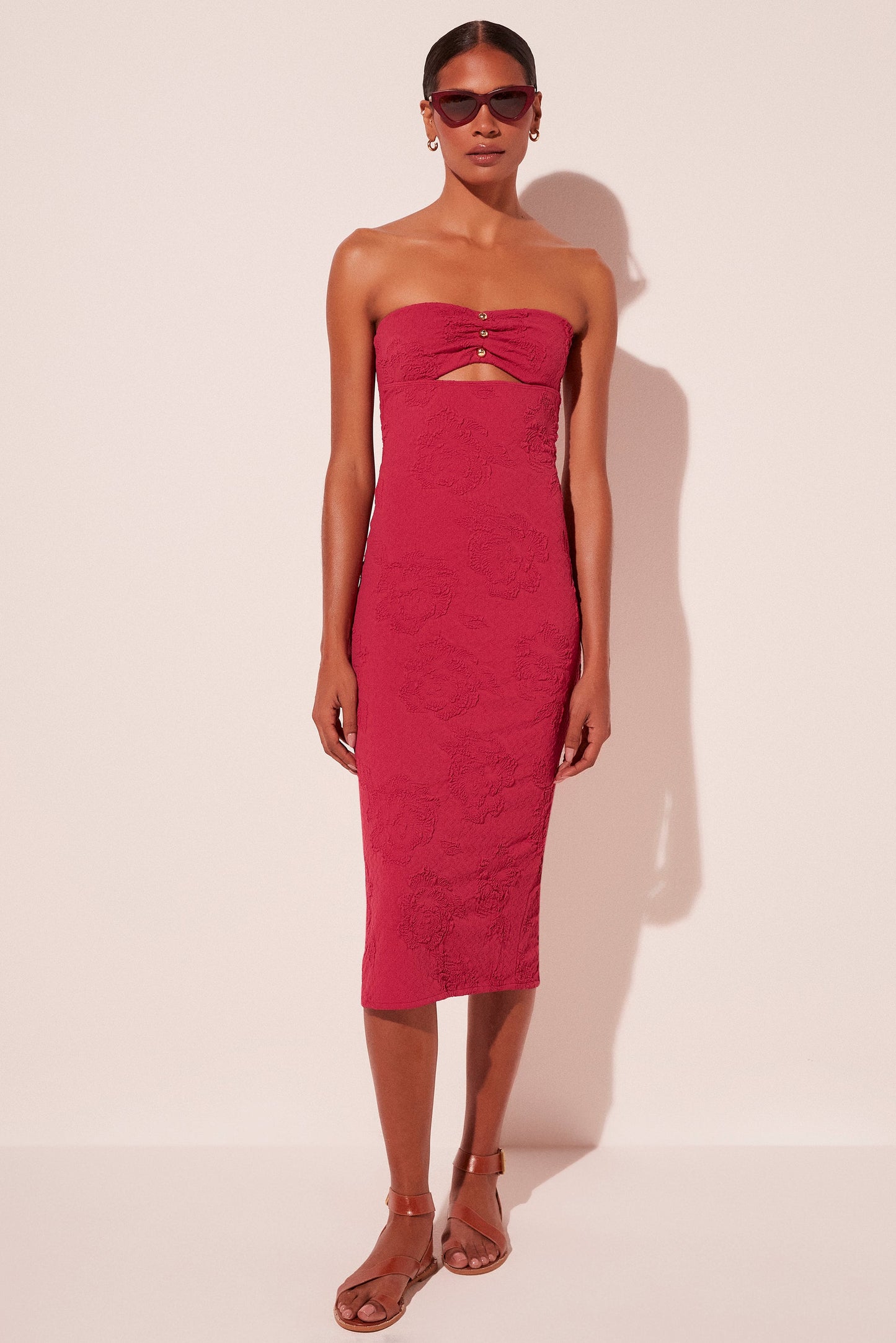 Agua De Coco Petunia Detailed Side Slit Strapless Midi Dress E5253A2022