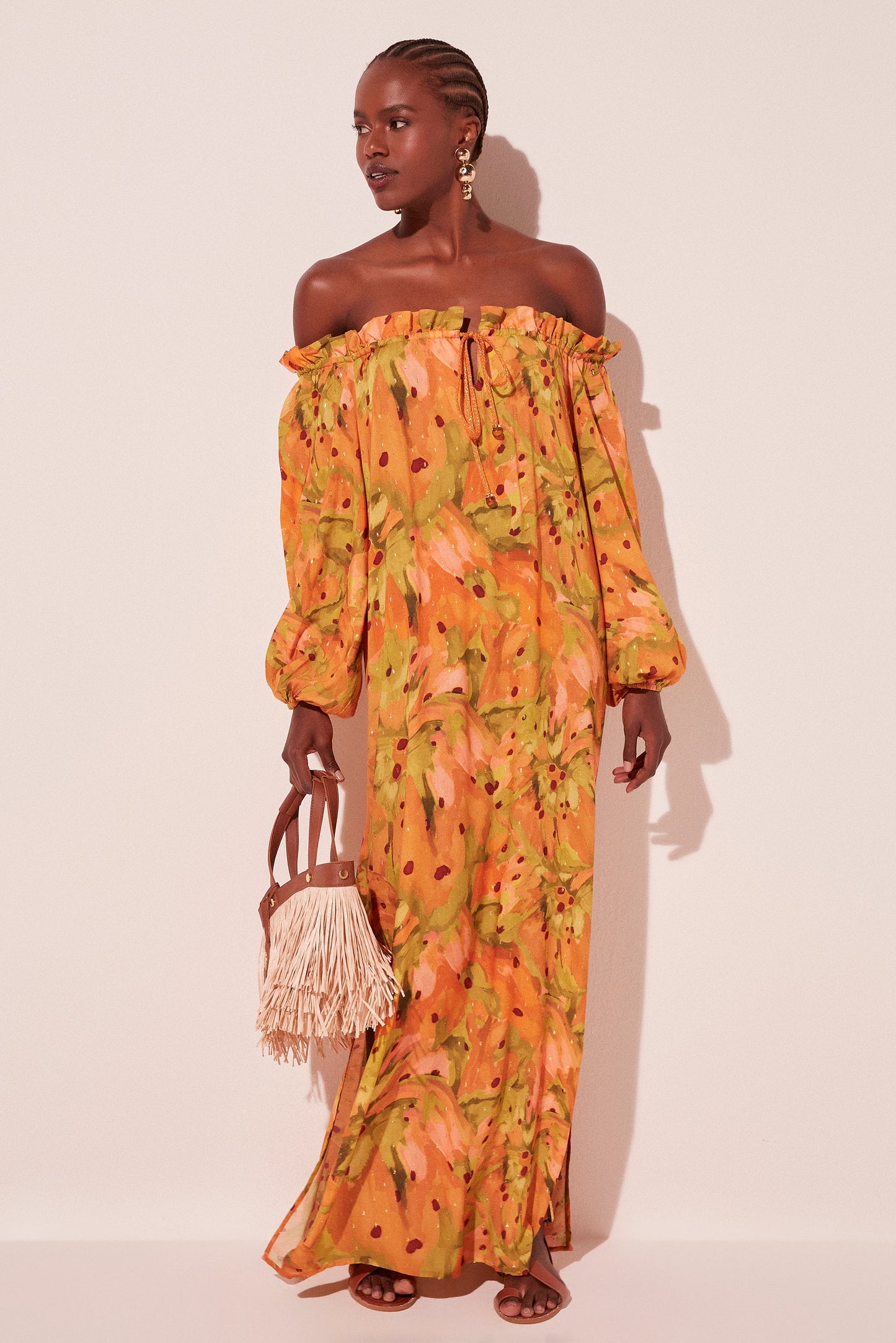 Agua De Coco Brushed Seed Off-The-Shoulder Long Dress E5375A2065