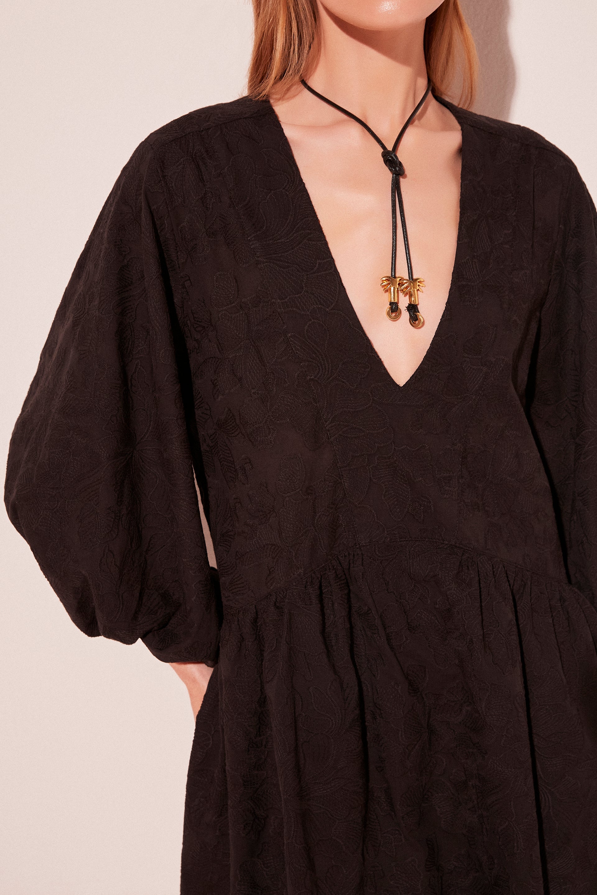 Agua De Coco Black Orchid 3,4 Sleeve Short Dress E5402A2095