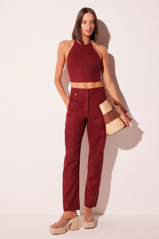 Agua De Coco Red Reflection Cropped Halter Top E6074A2317