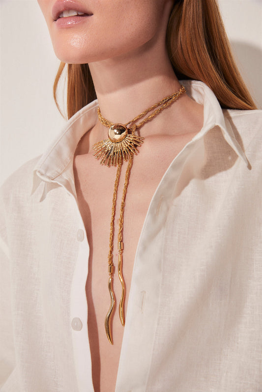 Agua De Coco Shine Metals Solar Chain Necklace K1030A1741
