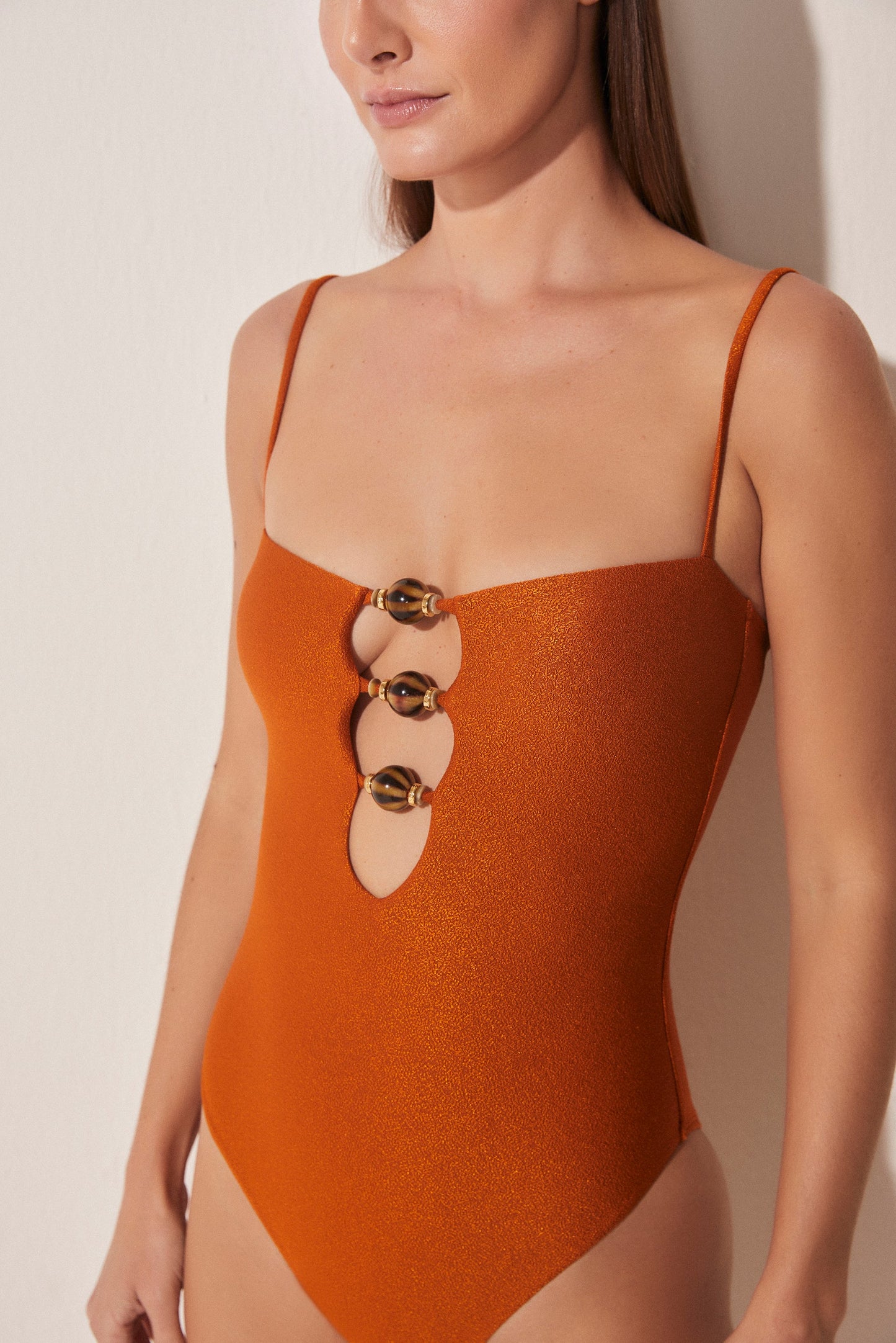 Agua De Coco Saffron Detailed Strappy One Piece M1017A1666