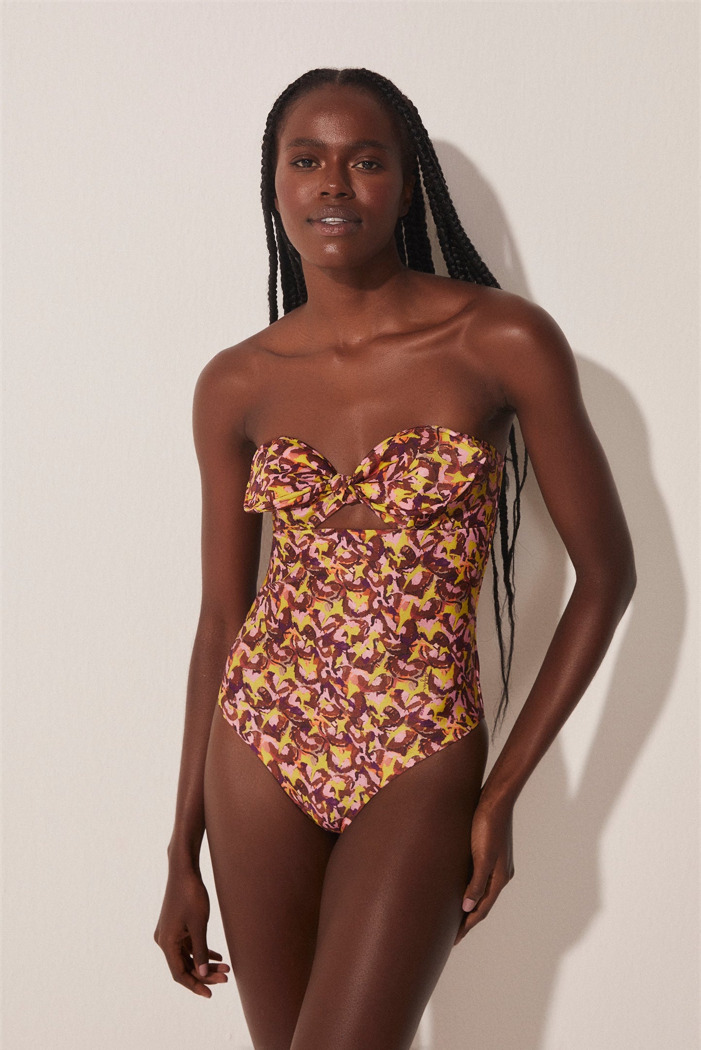 Agua De Coco Pineapple Peel Bandeau One Piece With Ties M1025A1708