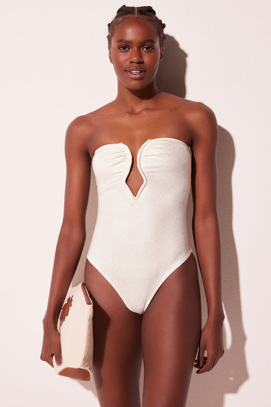 Agua De Coco Off White Jalapao Cutout Neckline Bandeau One Piece M1190A2265