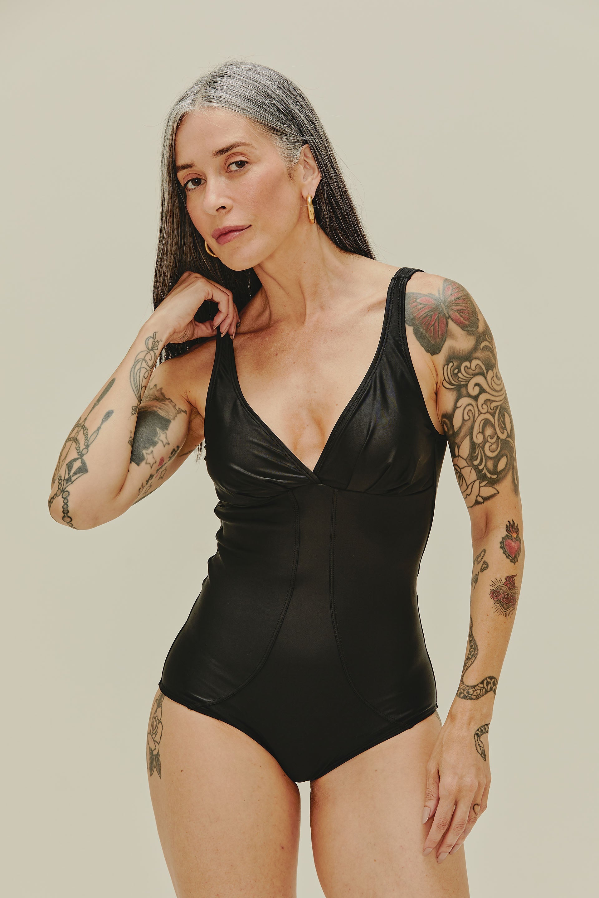 Agua De Coco Classic Solids Draped One Piece M350A1123