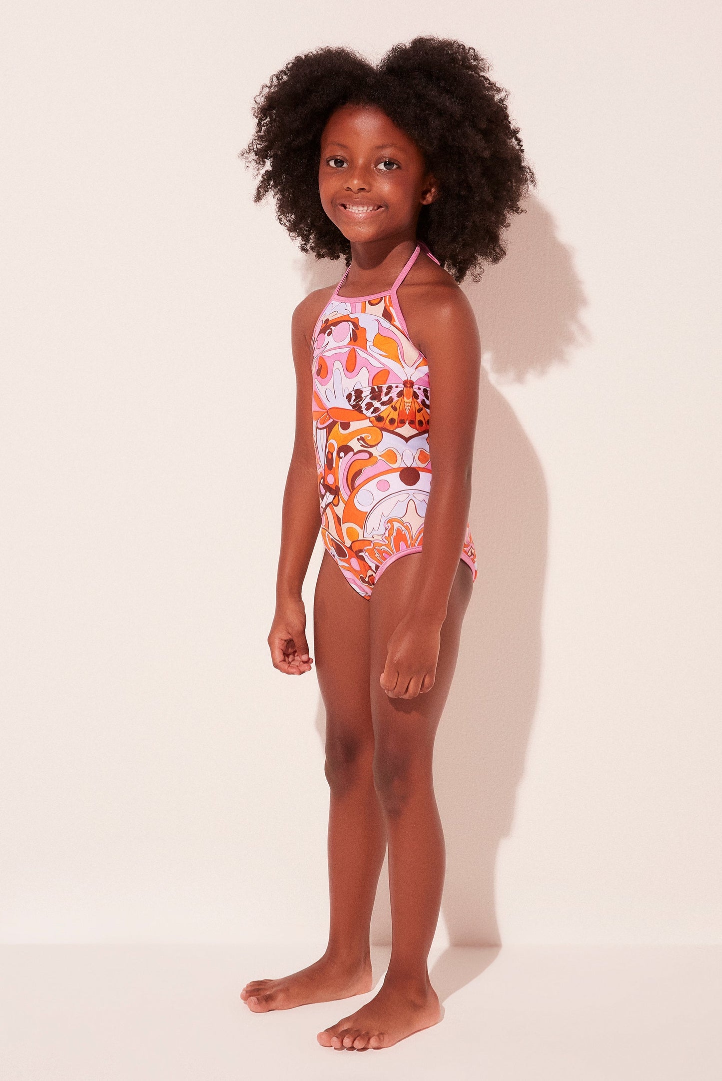 Agua De Coco Abstract Butterflies Reversible Strappy Kids One Piece M524I2076