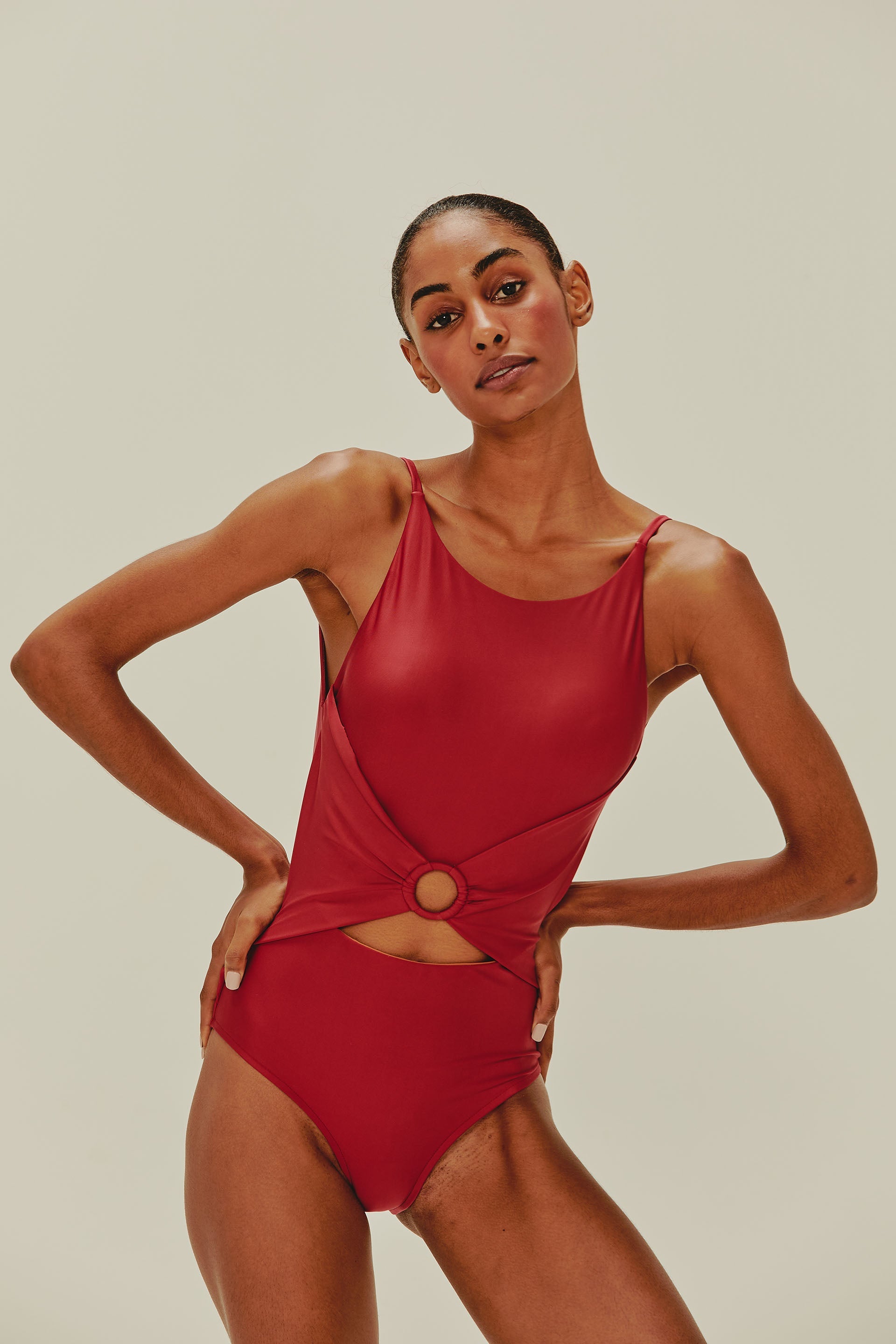 Agua De Coco Classic Solids Cut-out One Piece With Hoops M540A1123