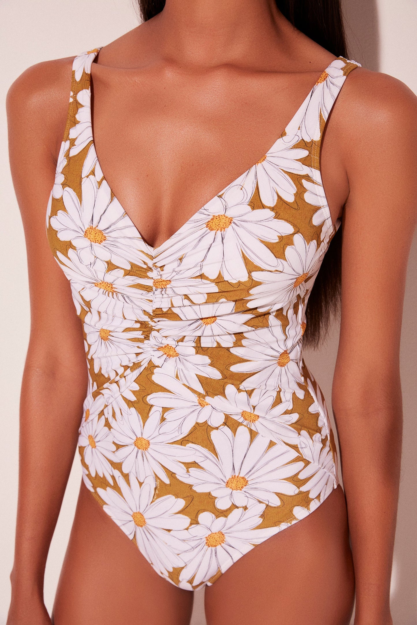 Agua De Coco Daisies Lena Ruched Front Strappy One Piece M746A1972