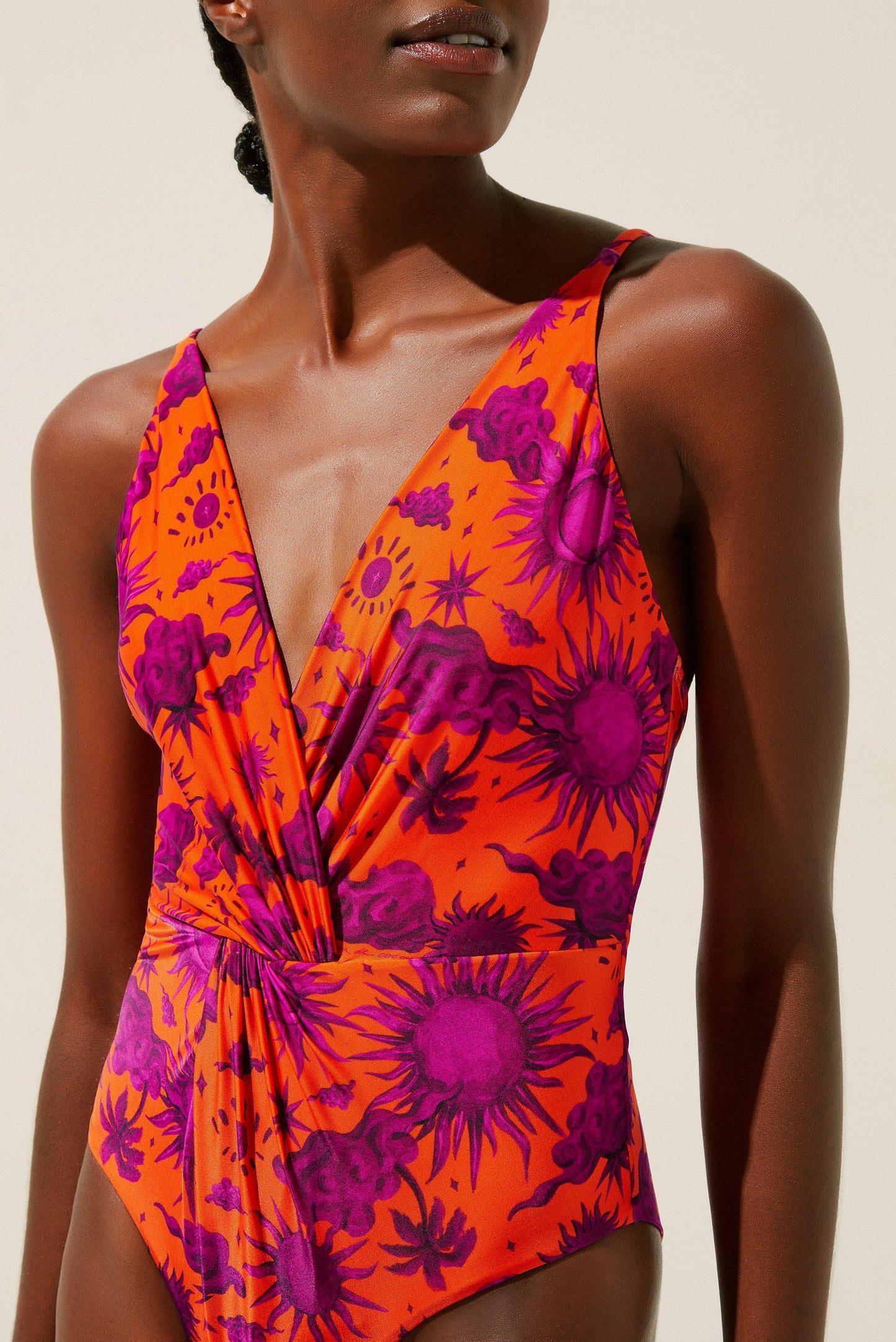Agua De Coco Stars Ruched V Neckline Halterneck One Piece M831A1410