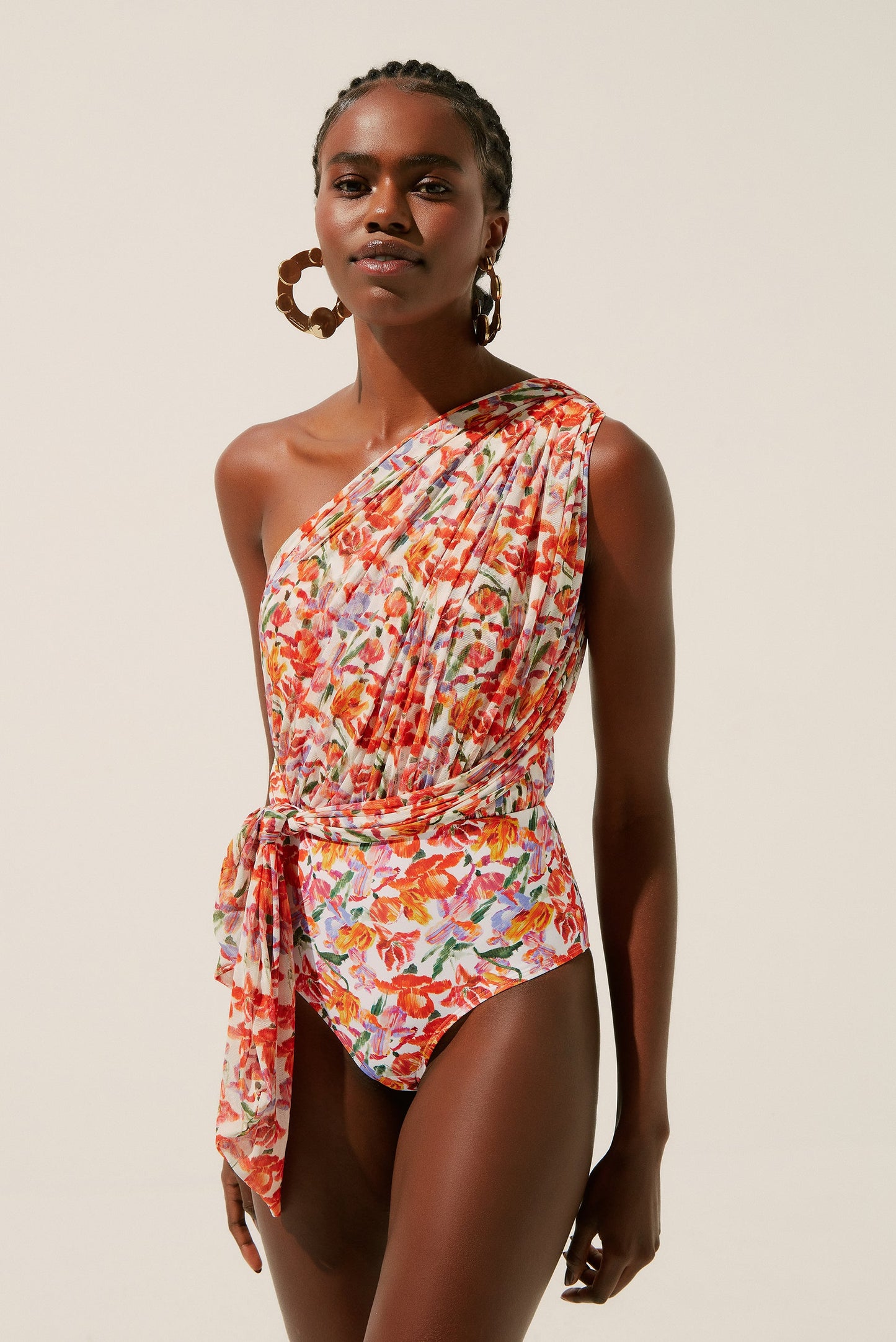 Agua De Coco Floral Ikat Halterneck One Piece With Versatile Ties M883A1341