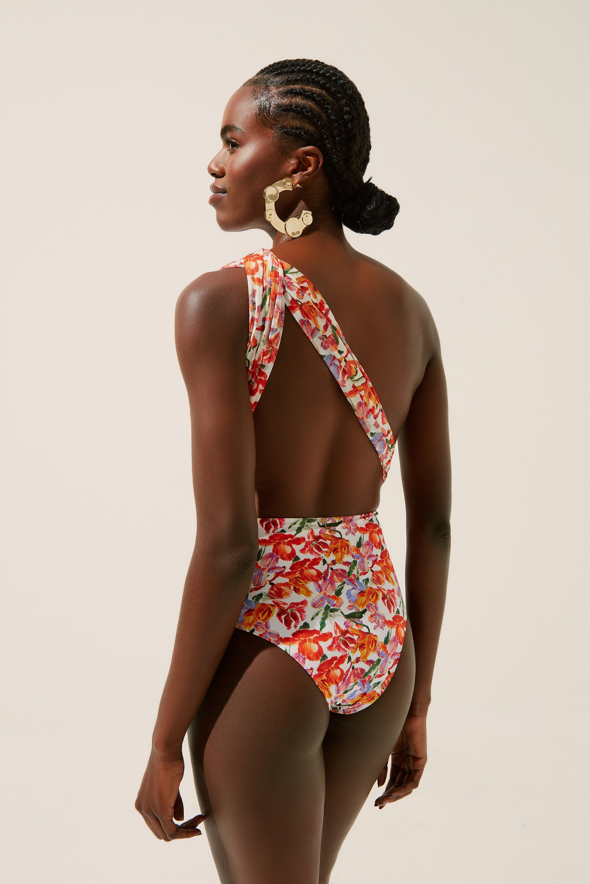 Agua De Coco Floral Ikat Halterneck One Piece With Versatile Ties M883A1341
