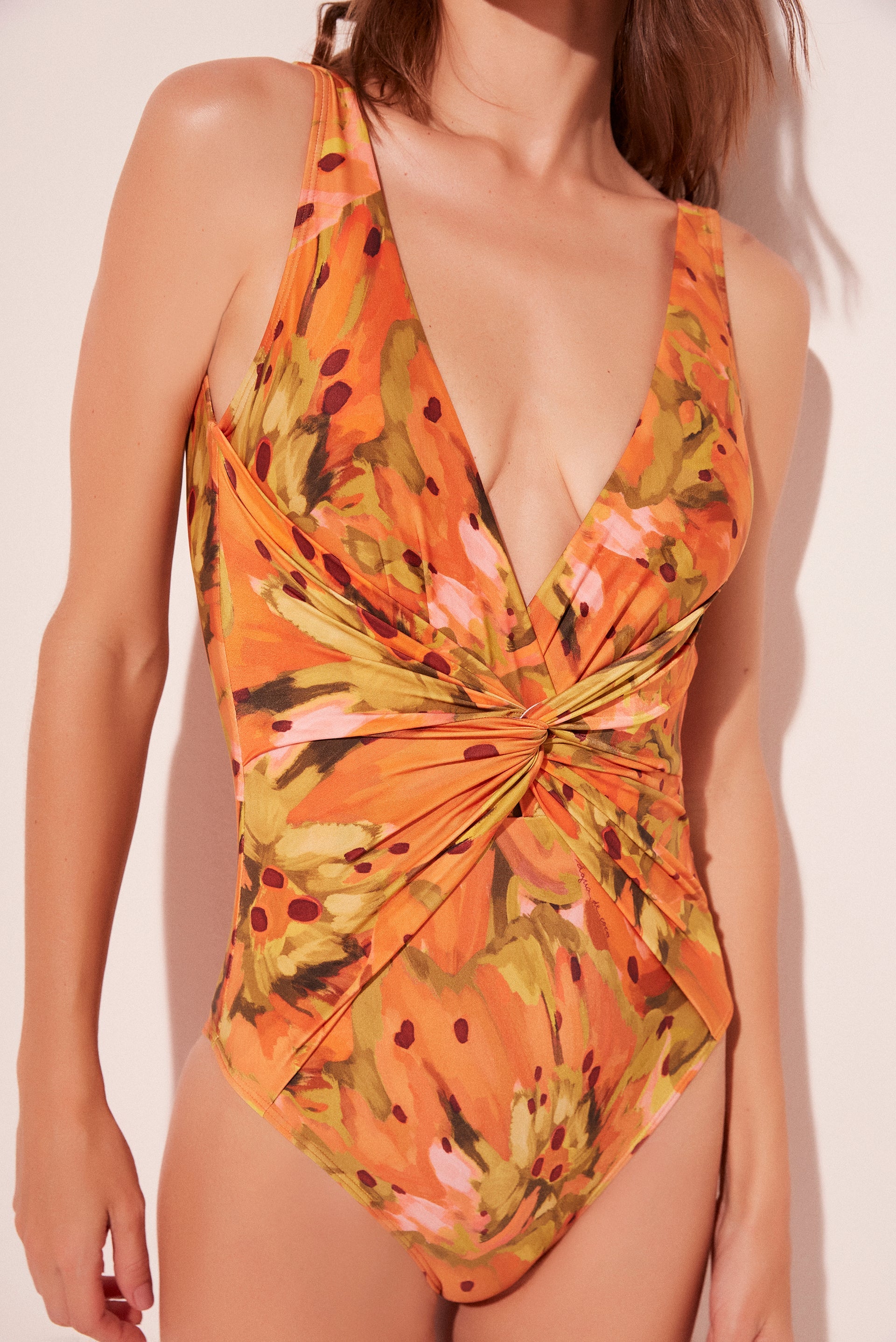 Agua De Coco Brushed Seed Criss Crossed With Hoop Strappy One Piece M946A2065