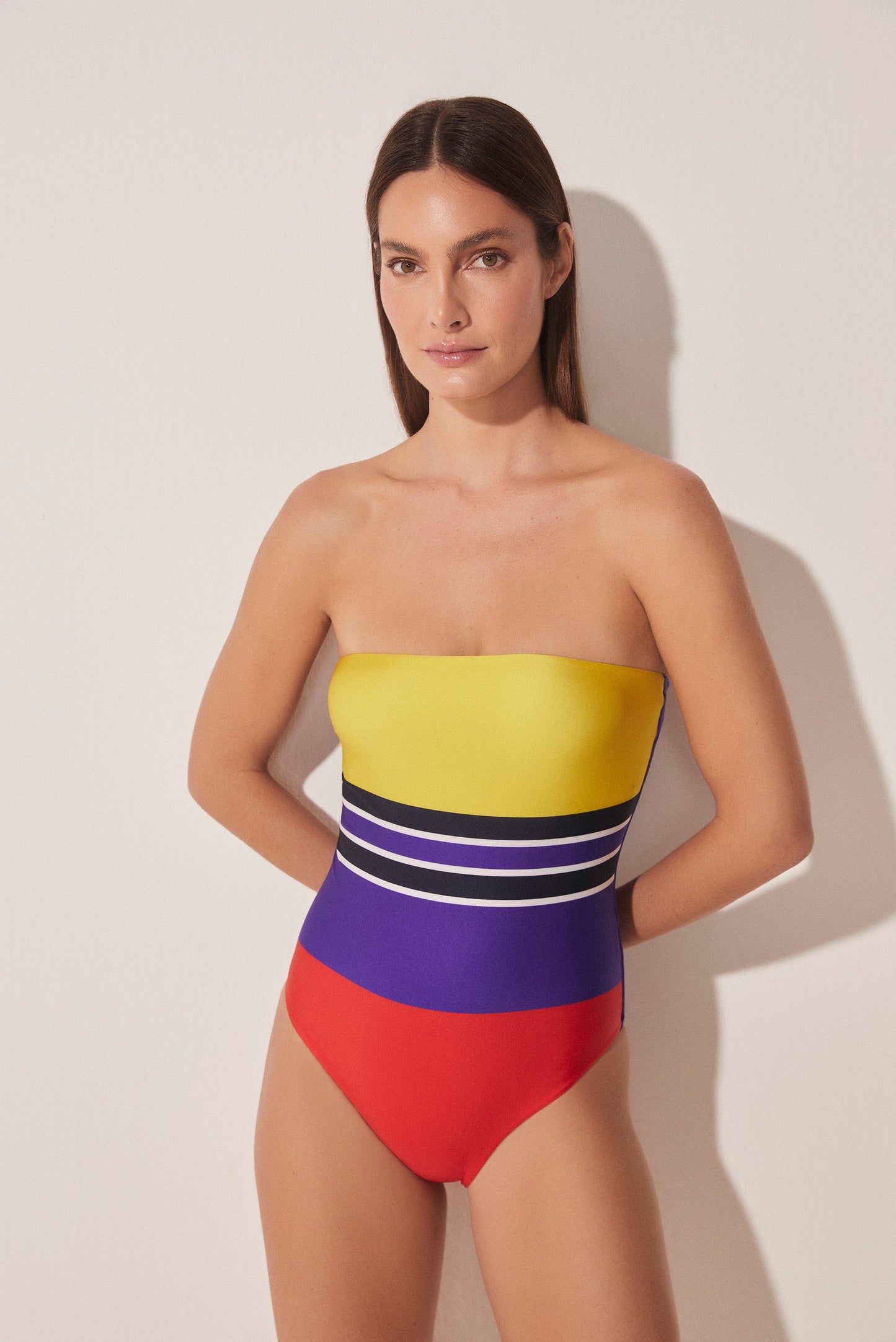 Agua De Coco Striped Bandeau One Piece M995A1673