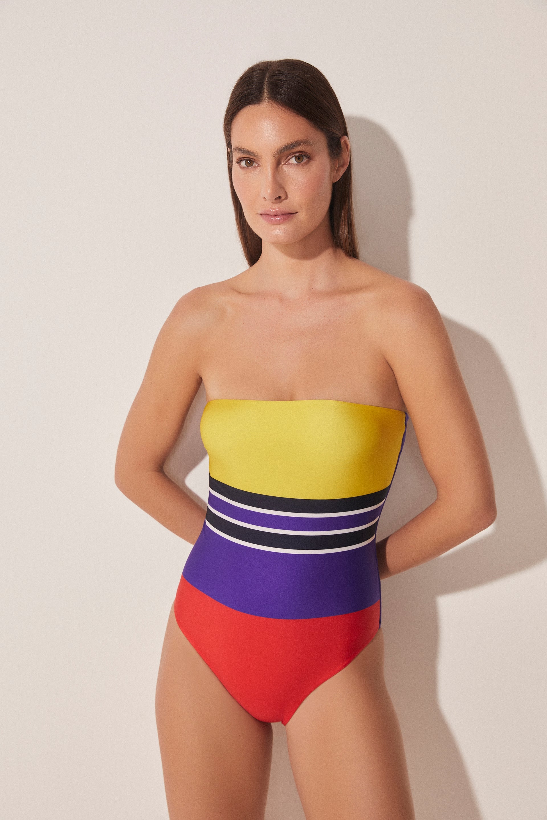 Agua De Coco Striped Bandeau One Piece M995A1673