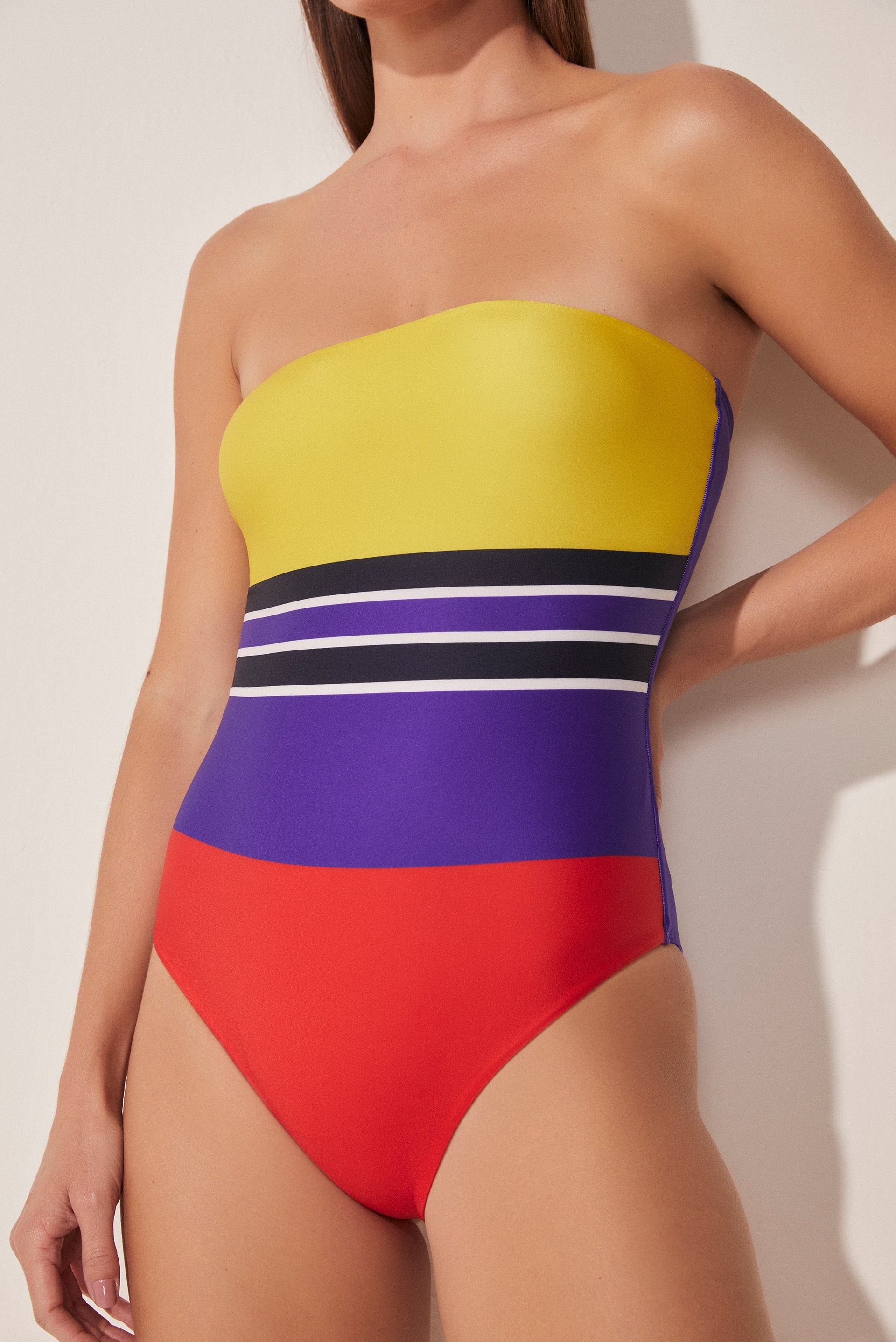 Agua De Coco Striped Bandeau One Piece M995A1673