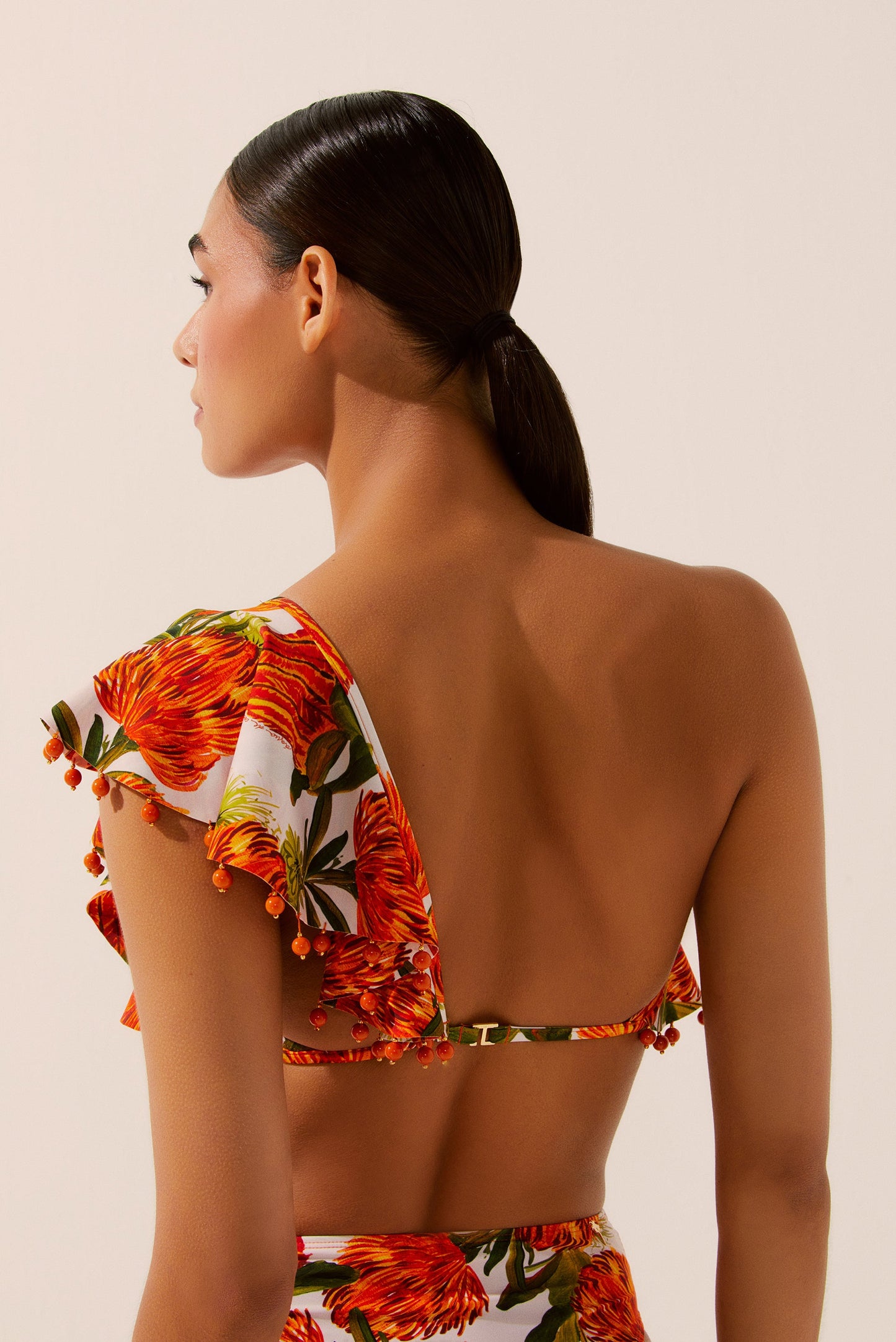 Agua De Coco Flora One-Shoulder Bikini Top With Ruffle S1473B1551