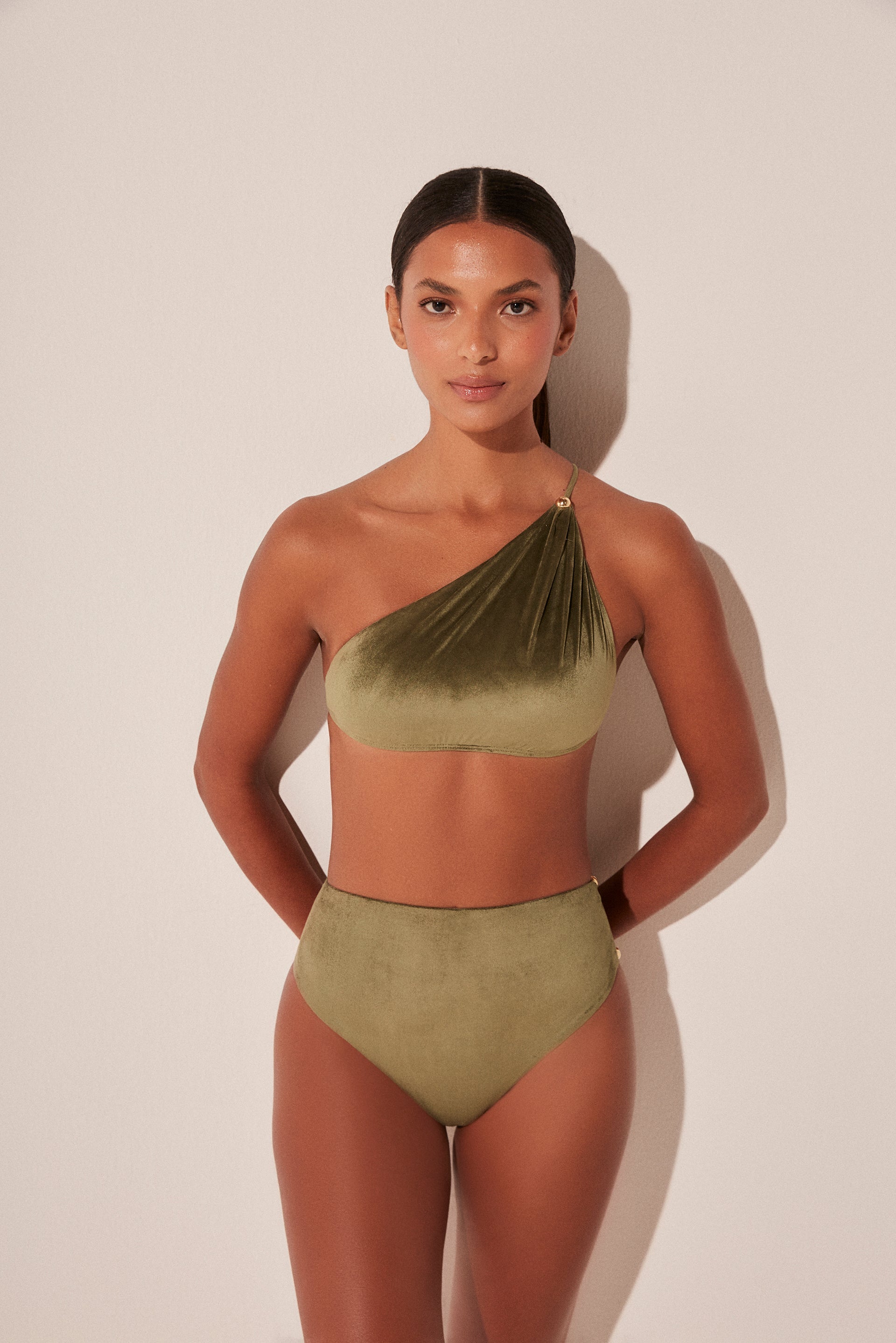 Agua De Coco Moss Detailed Halterneck Bikini Top S1793B1882
