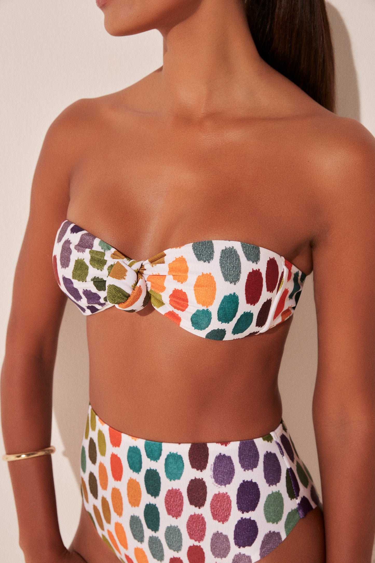 Agua De Coco Dots Bandeau Bikini Top With Knot S1811B1944