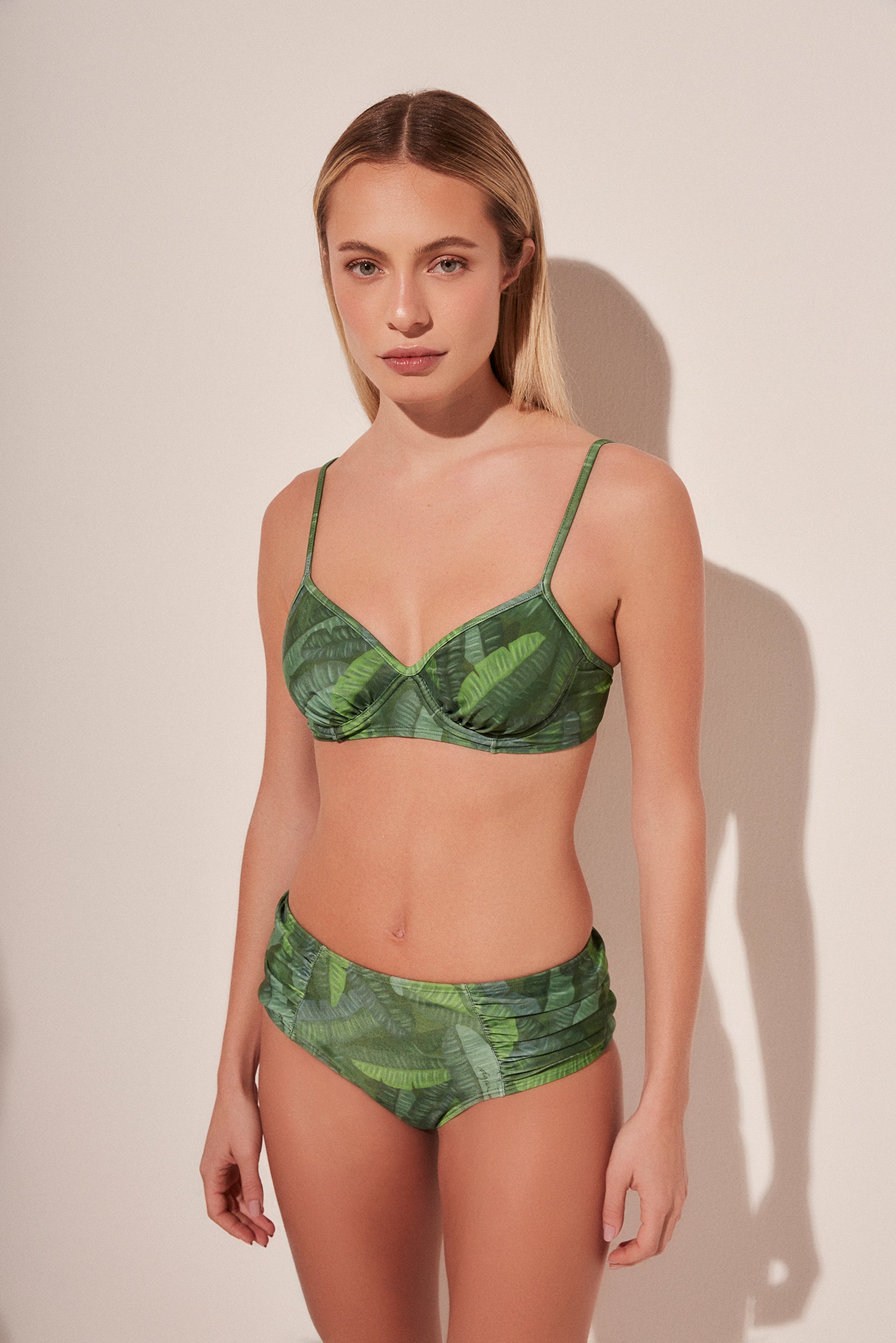 Agua De Coco Tropical Leaves Strappy Bikini Top S204B1844