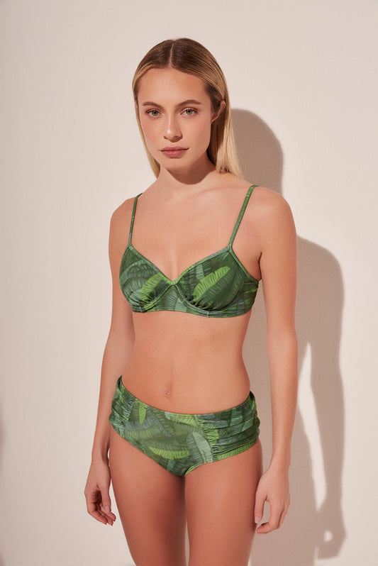 Agua De Coco Tropical Leaves Strappy Bikini Top S204B1844