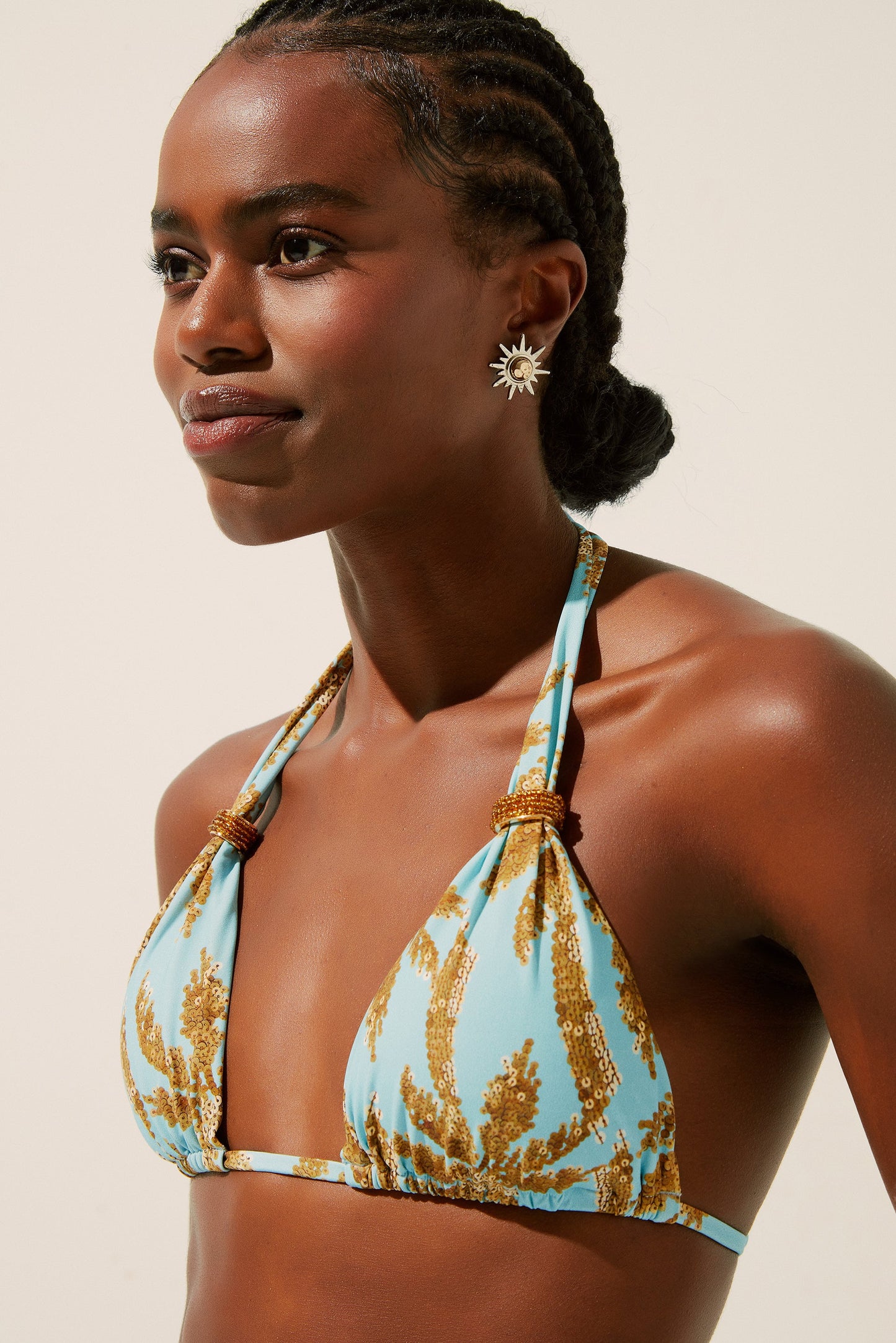Agua De Coco Coconut Grove Long Triangle Bikini Top With Loop S367B1404