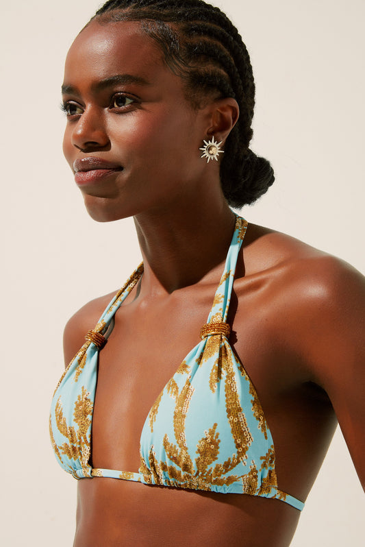 Agua De Coco Coconut Grove Long Triangle Bikini Top With Loop S367B1404
